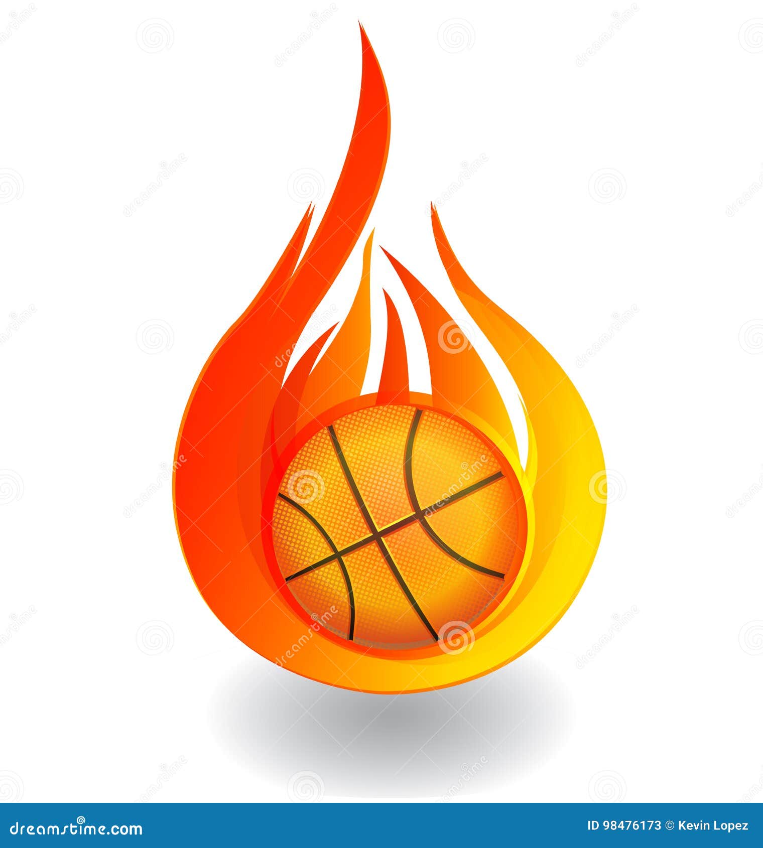 Basket-ball Sur Le Logo D'icône Du Feu Illustration de Vecteur