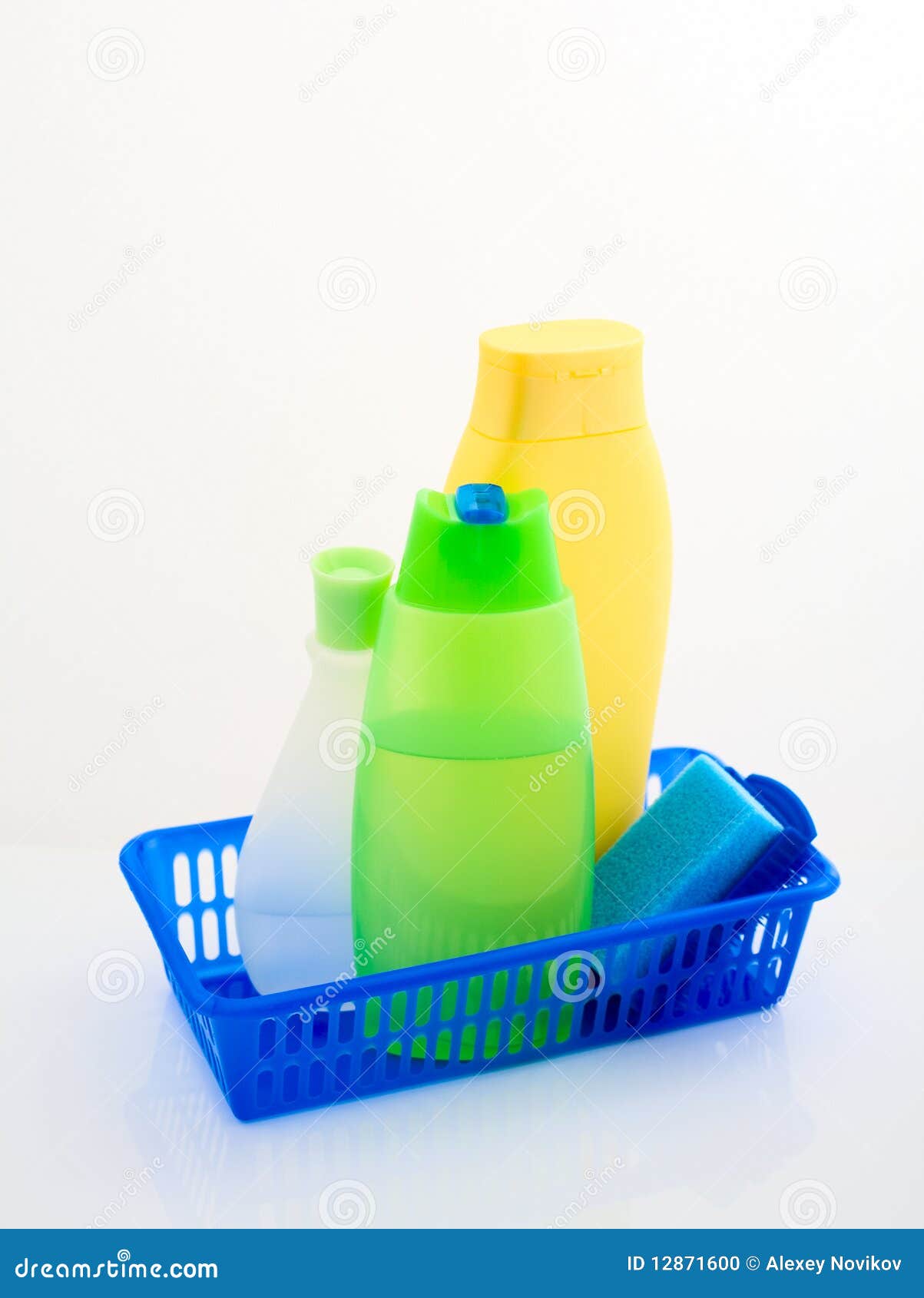Basket with Bath Accessories Stock Photo Image of green, blue 12871600