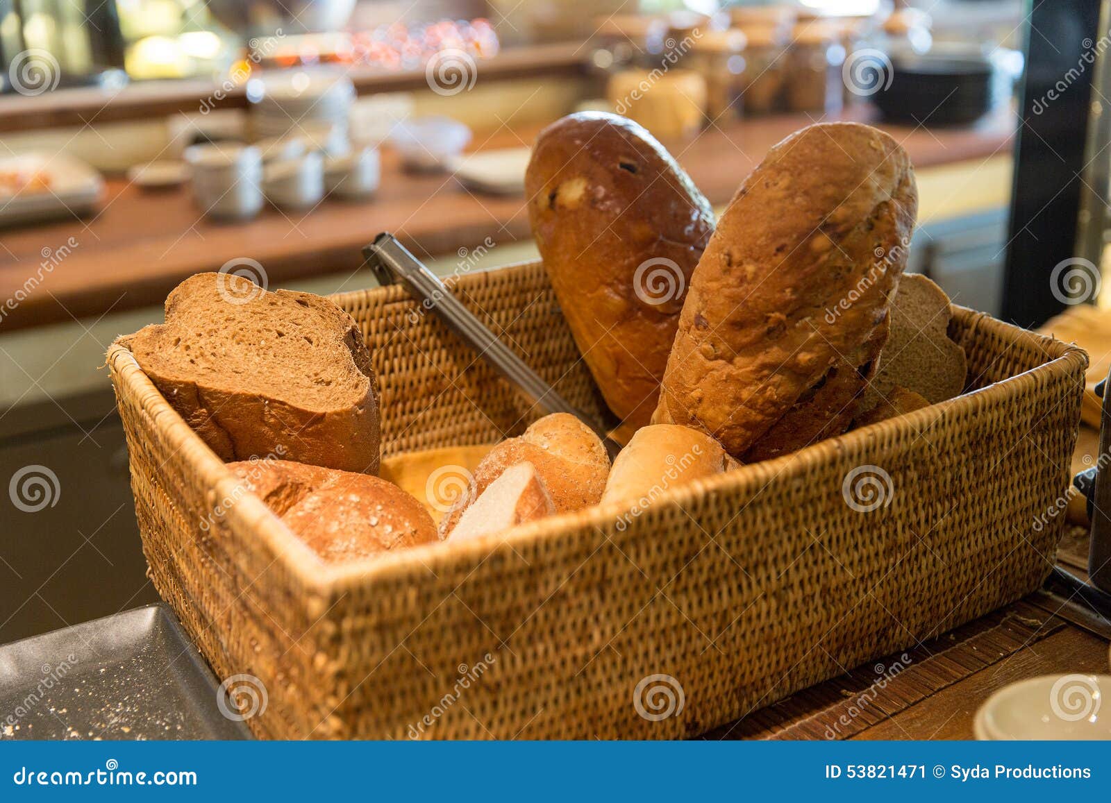 Basket with Bread at Restaurant Stock Image Image of crusty, eating