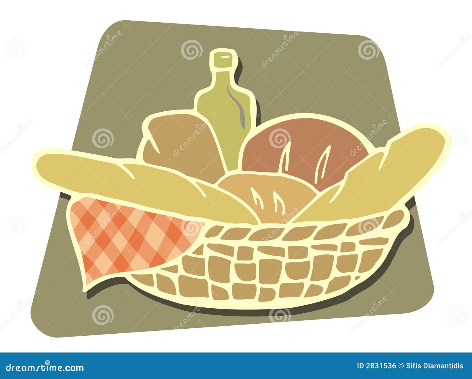 Basket of bread (Vector) stock vector. Illustration of basket 2831536