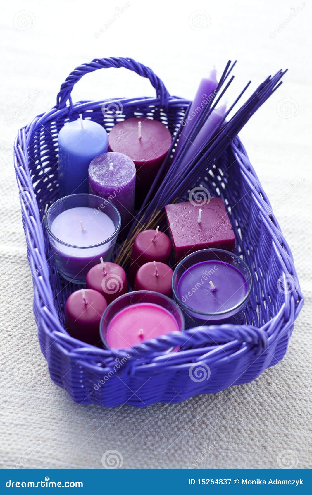 Basket with candles stock image. Image of like, incense 15264837