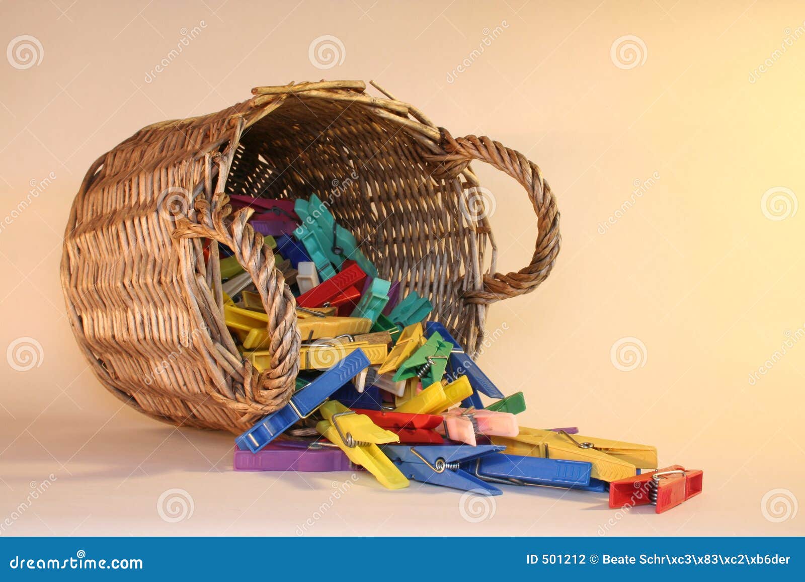 Basket with clothespins stock photo. Image of wickerwork 501212
