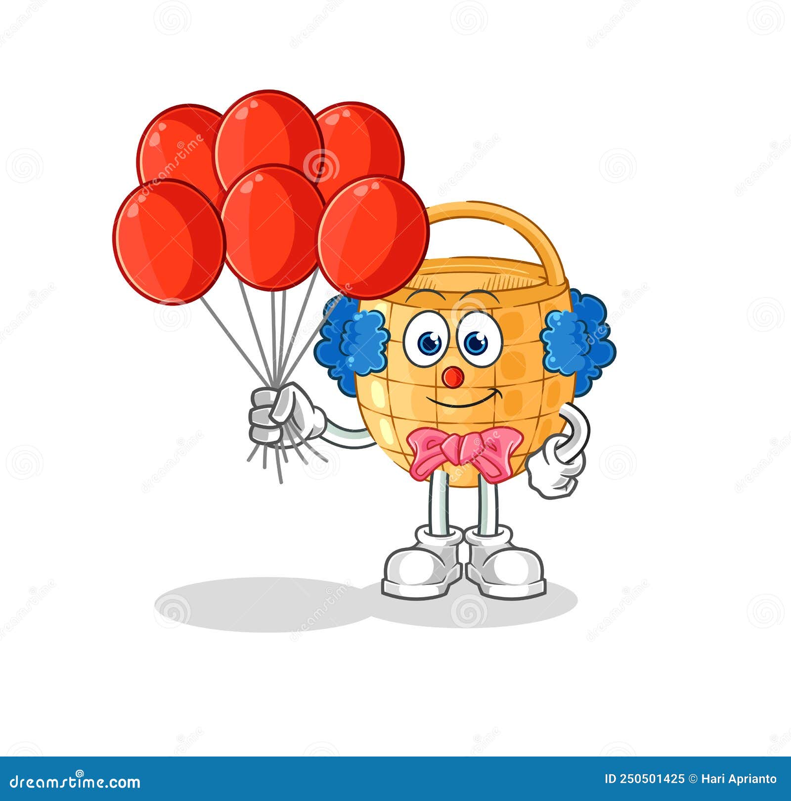 Basket Clown with Balloons Vector. Cartoon Character Stock Vector