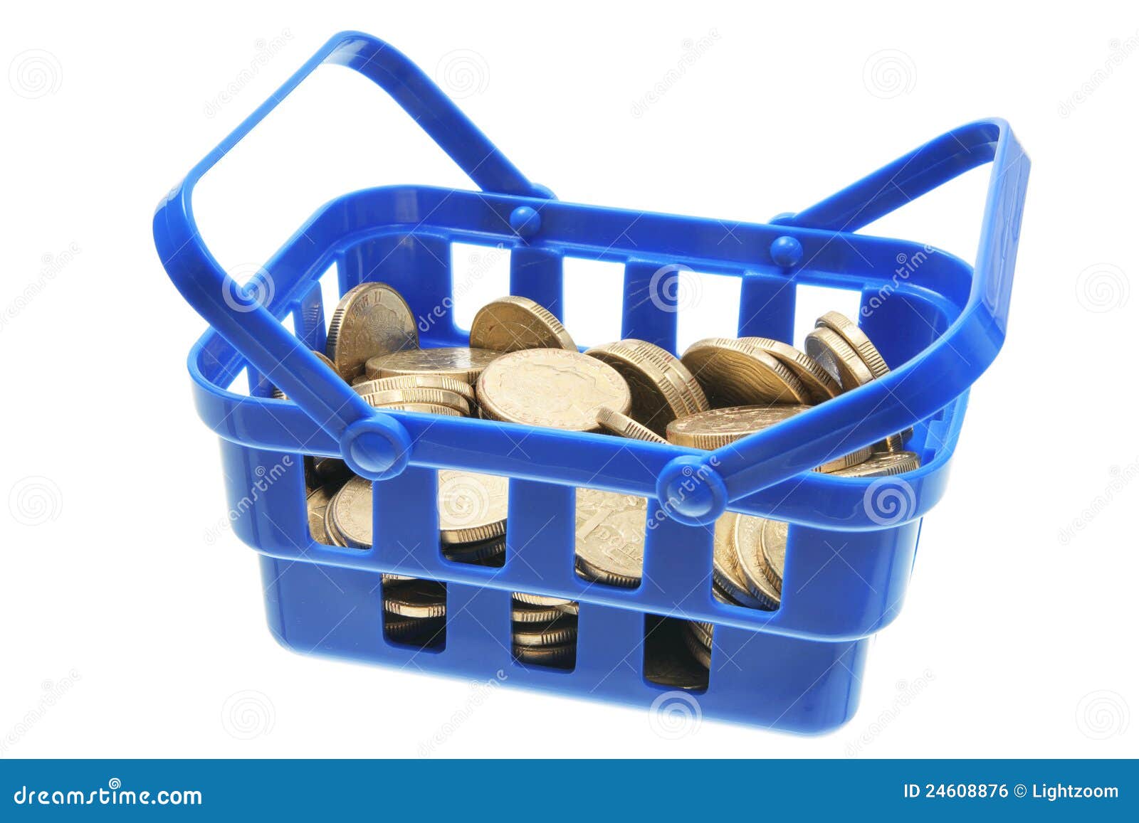 Basket of Coins stock photo. Image of finance, white 24608876