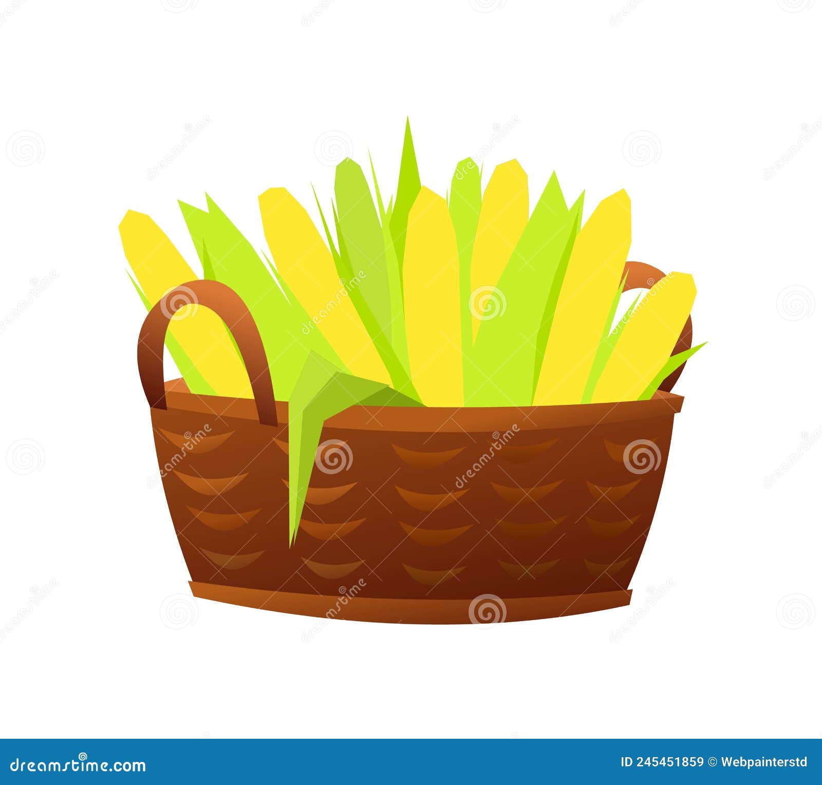 Basket of Corn Cobs. Harvest Agricultural Plant. Food Product. Farmer ...