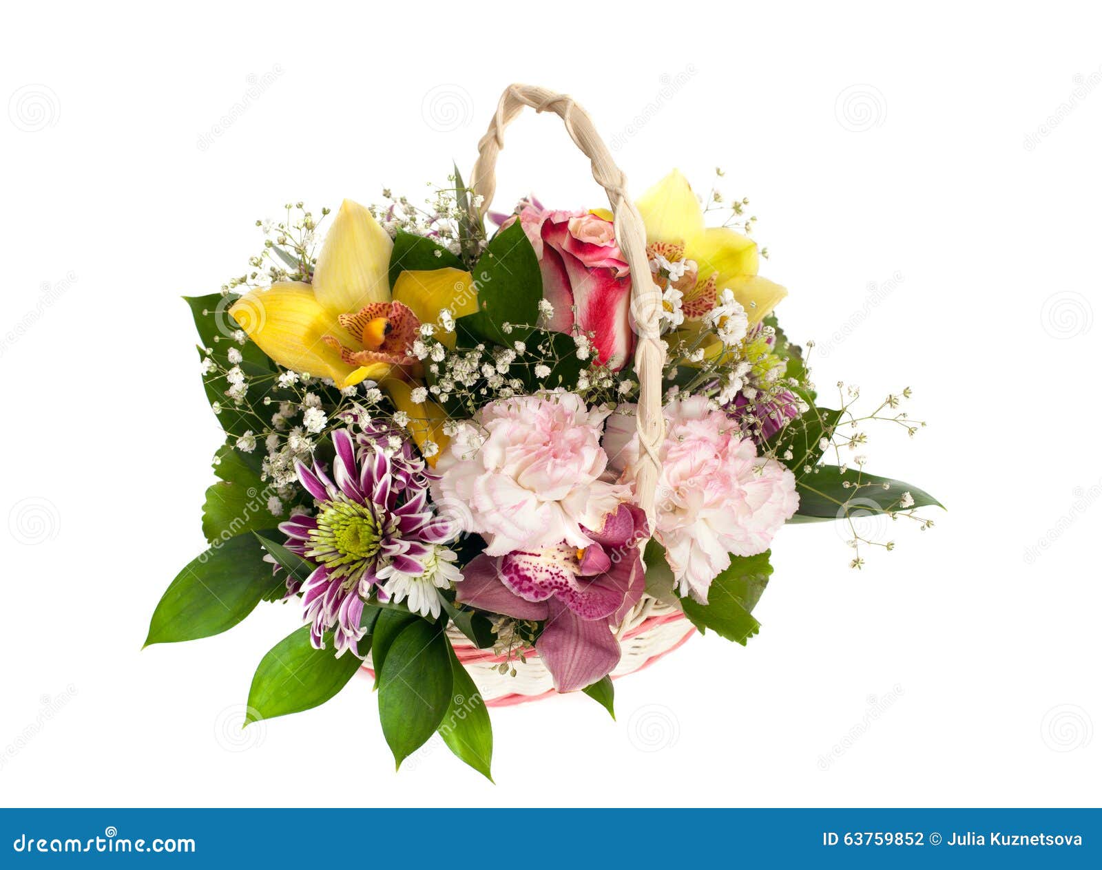 Basket of cut flowers stock photo. Image of pink, floral 63759852