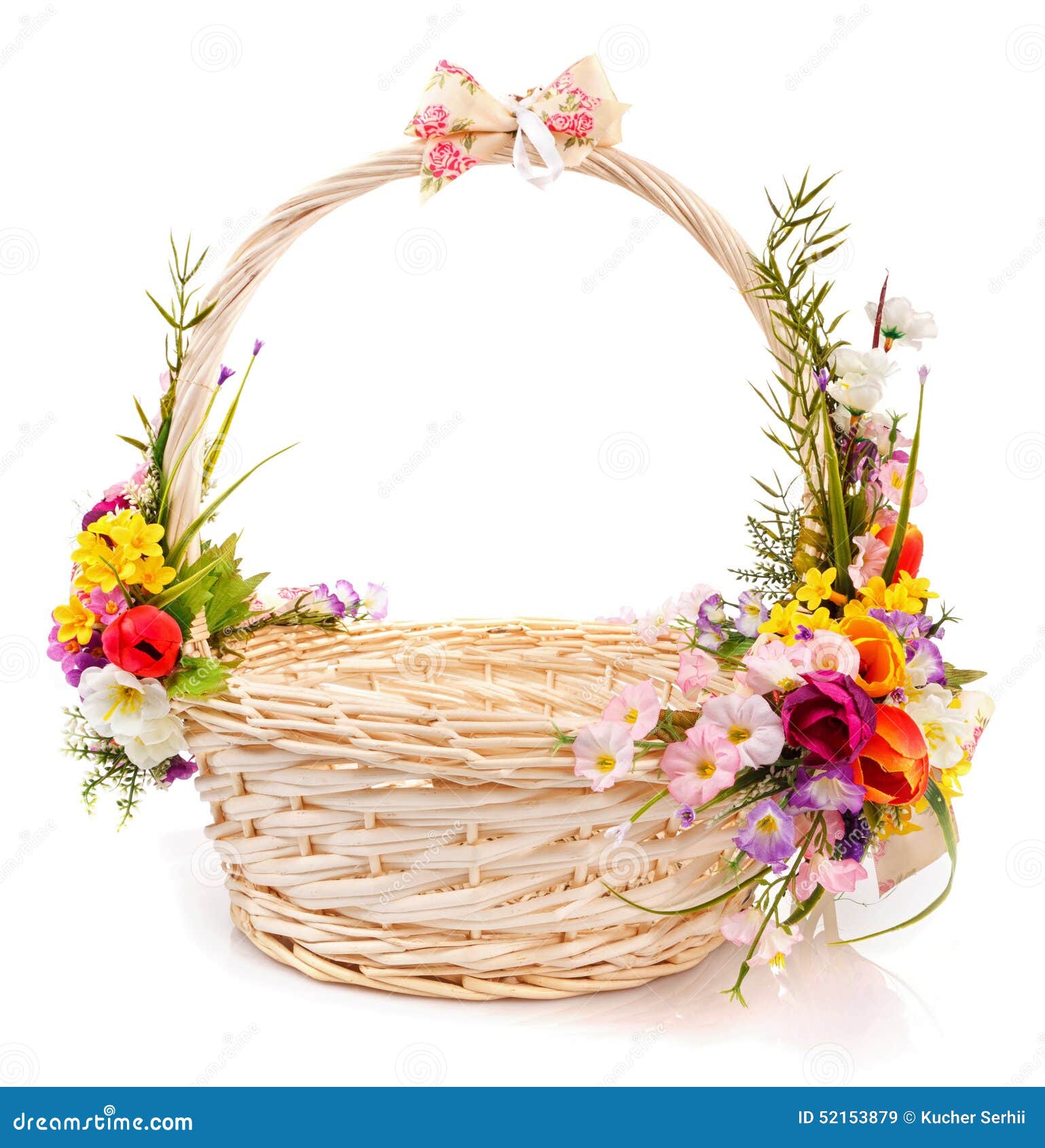 Basket Decorated with Flowers Stock Image Image of decoration