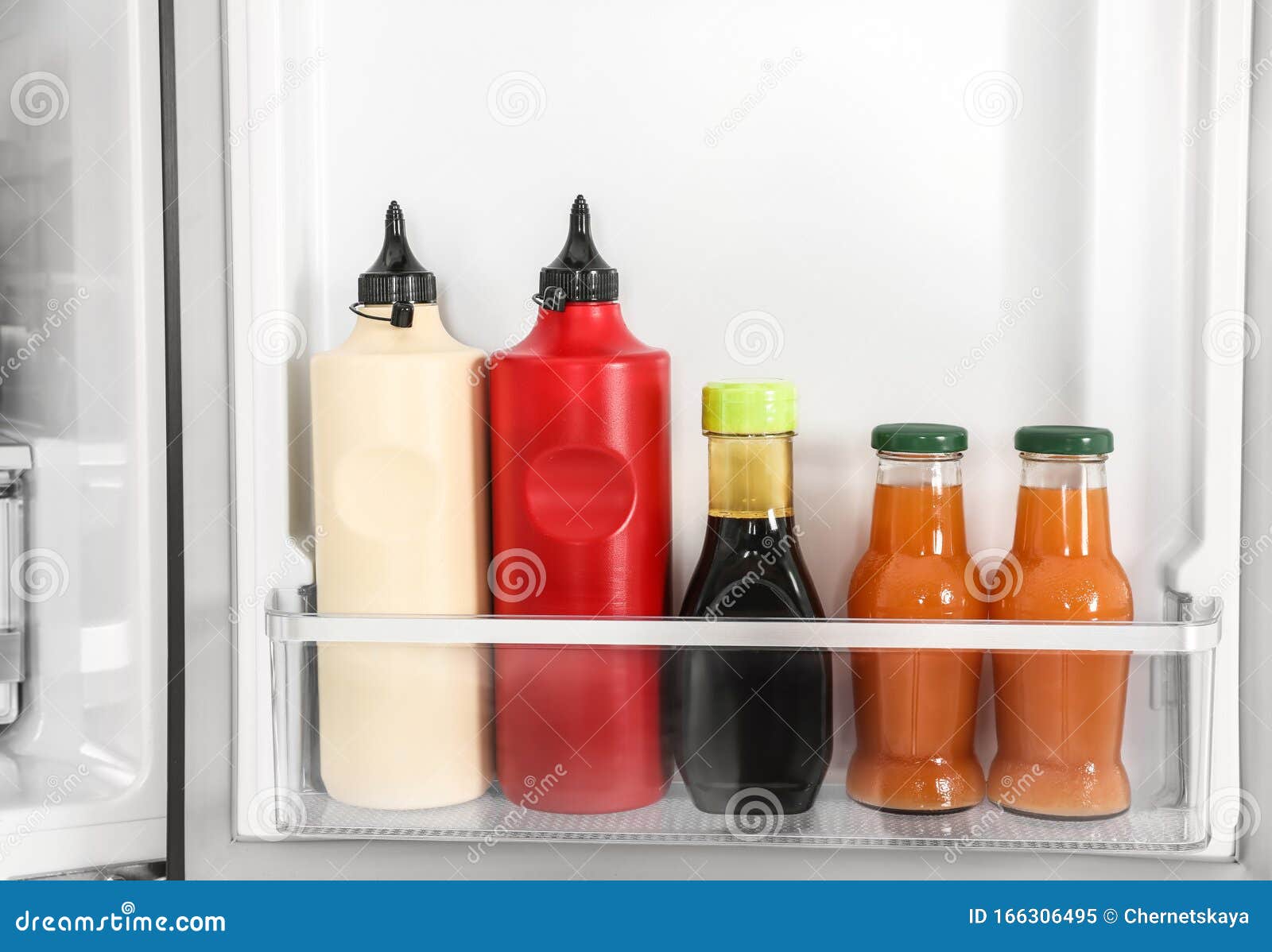 Basket with Fresh Products in Refrigerator Stock Image Image of sauce