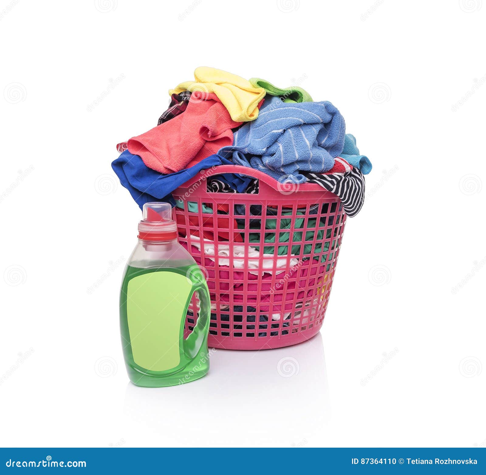 Basket of Dirty Laundry Washing. Stock Photo Image of apparel, colourful 87364110