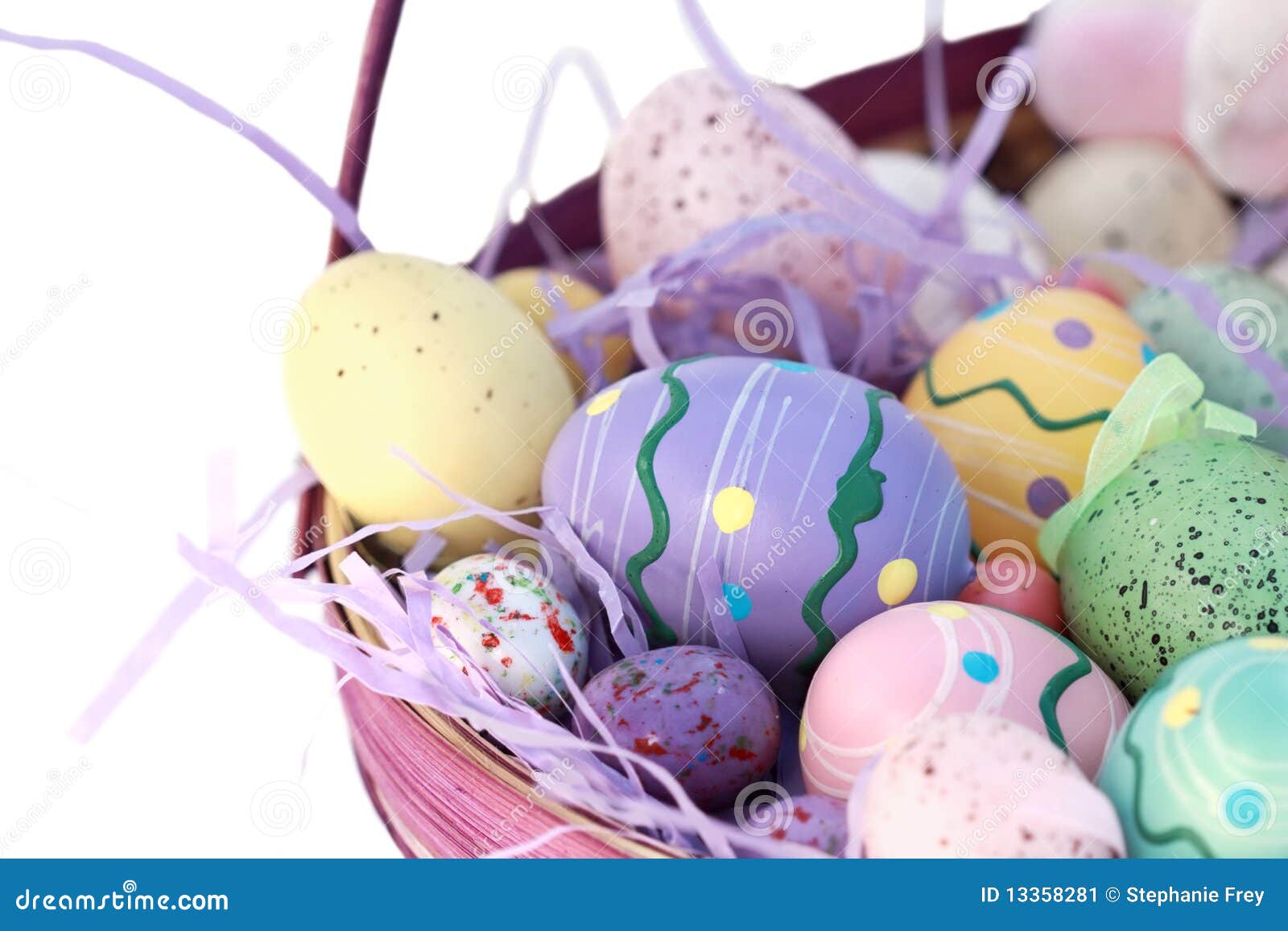 Basket of Easter Egg stock image. Image of easter, pink 13358281