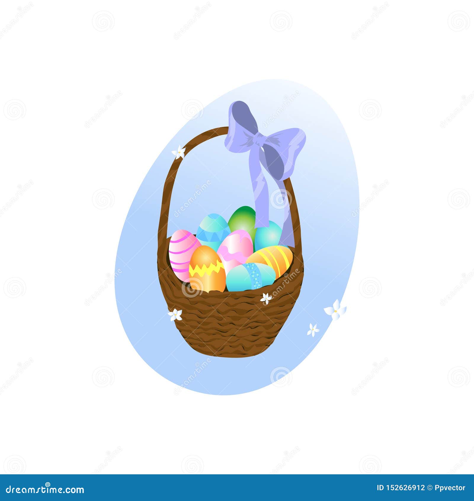 Basket with easter eggs stock vector. Illustration of festival 152626912
