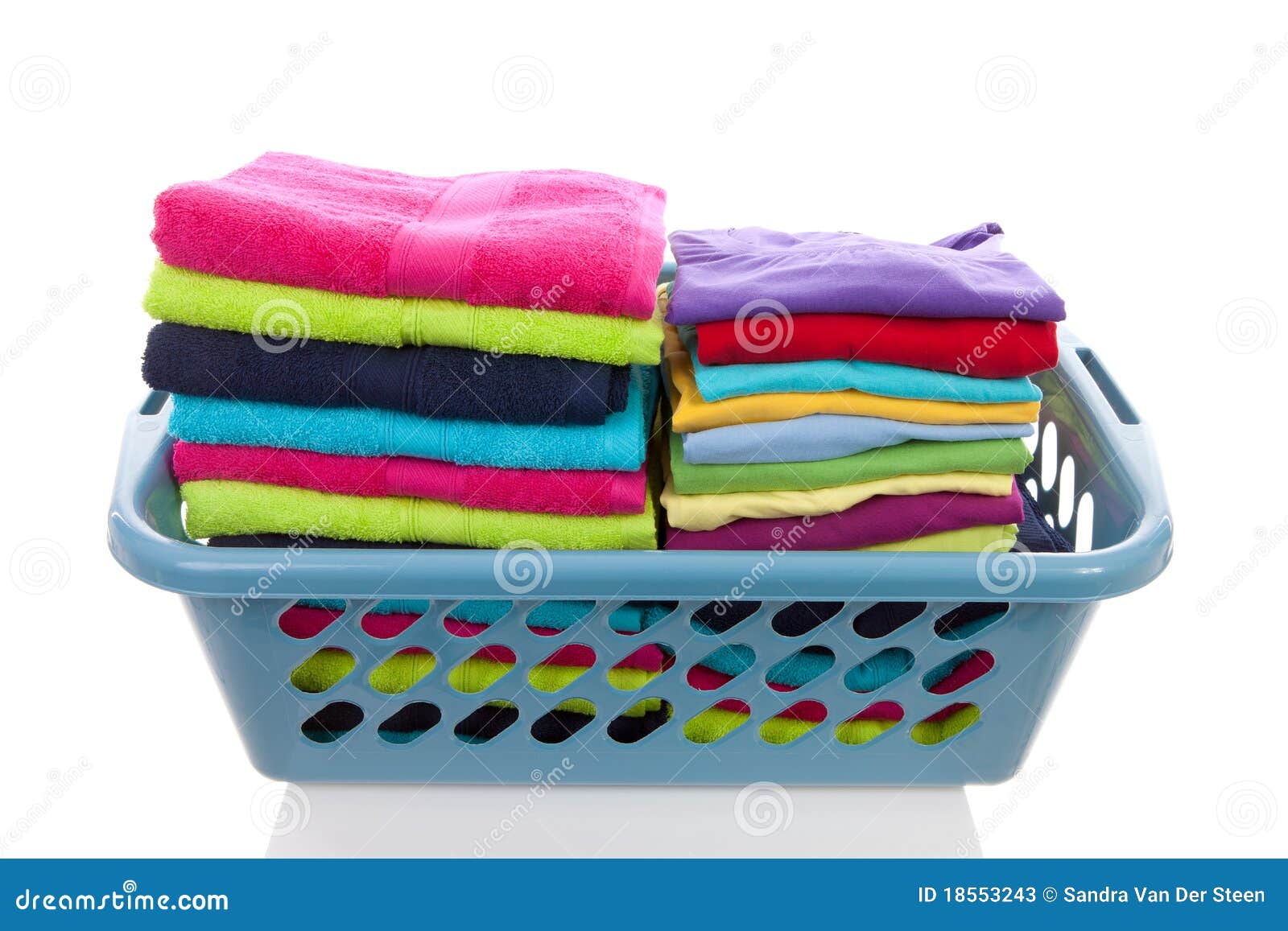 Basket Filled with Colorful Folded Laundry Stock Image Image of dirty