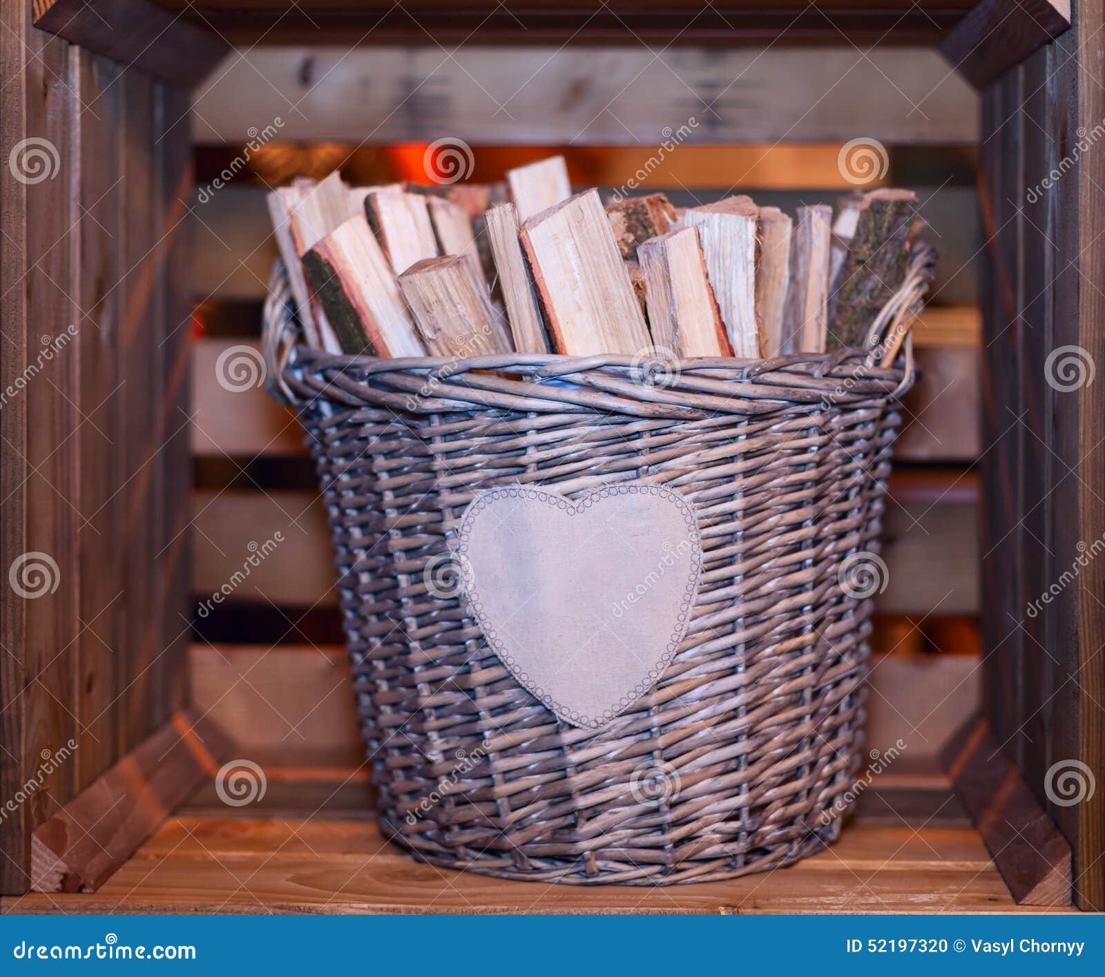 Basket with firewood stock photo. Image of woodpile, material 52197320