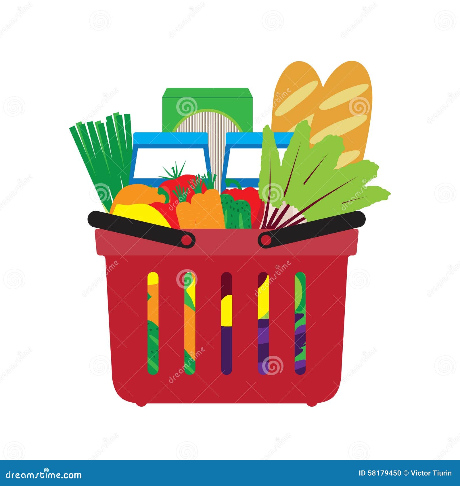 Basket with Food. Shopping in the Store Stock Vector Illustration of isolated, concept 58179450