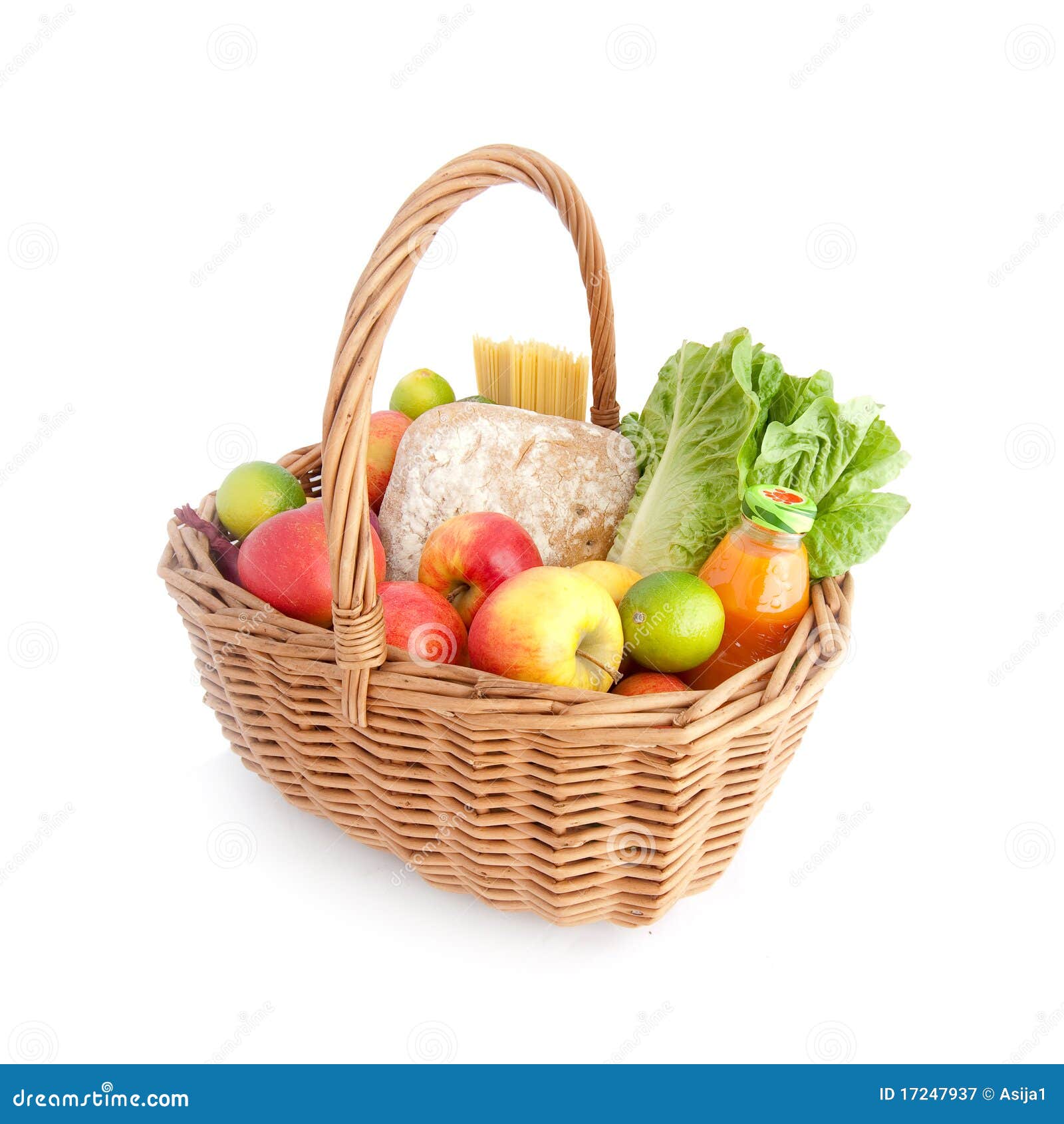 Basket with fresh food stock image. Image of grocery 17247937