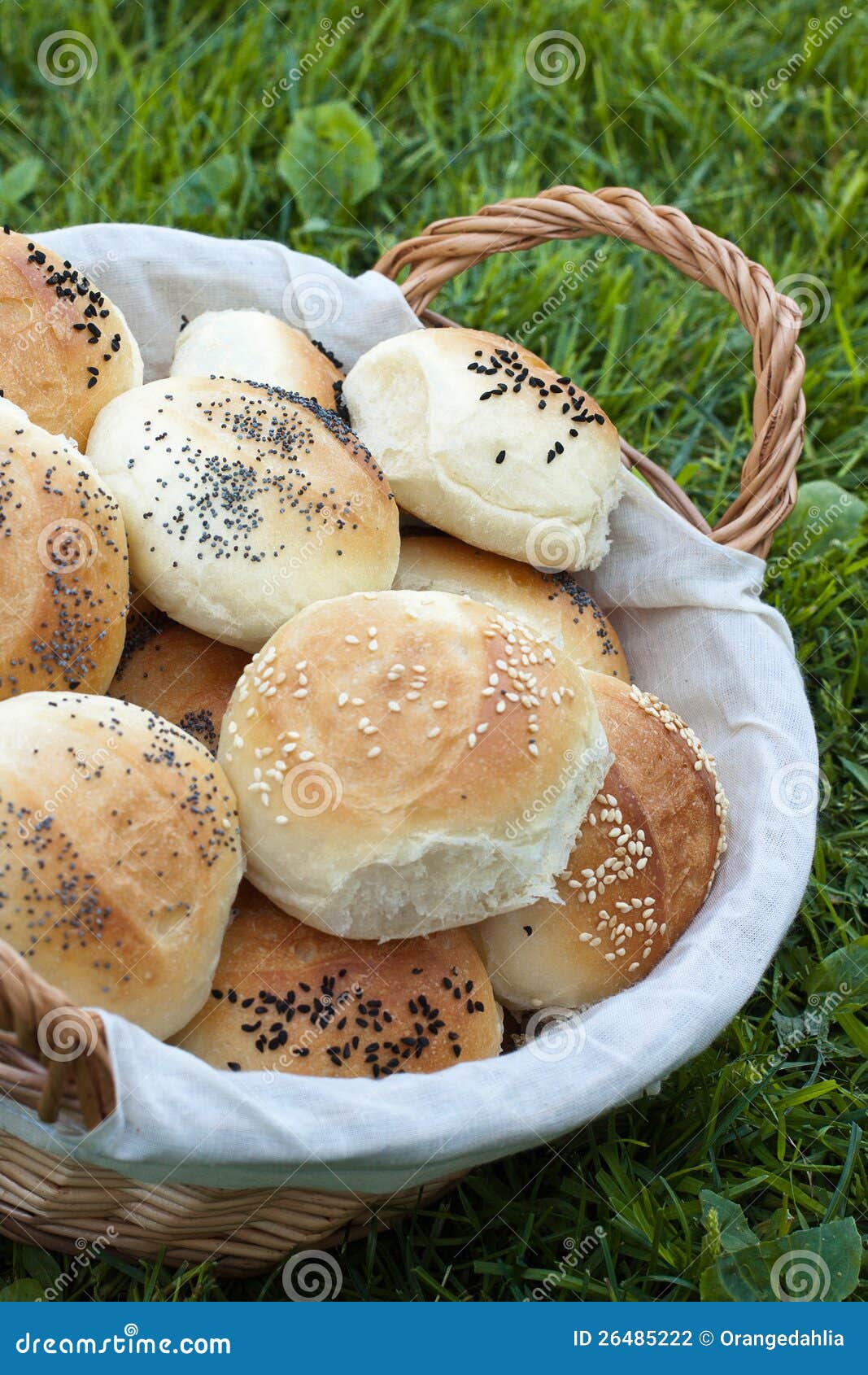 A basket of fresh rolls stock photo. Image of grain, flour 26485222