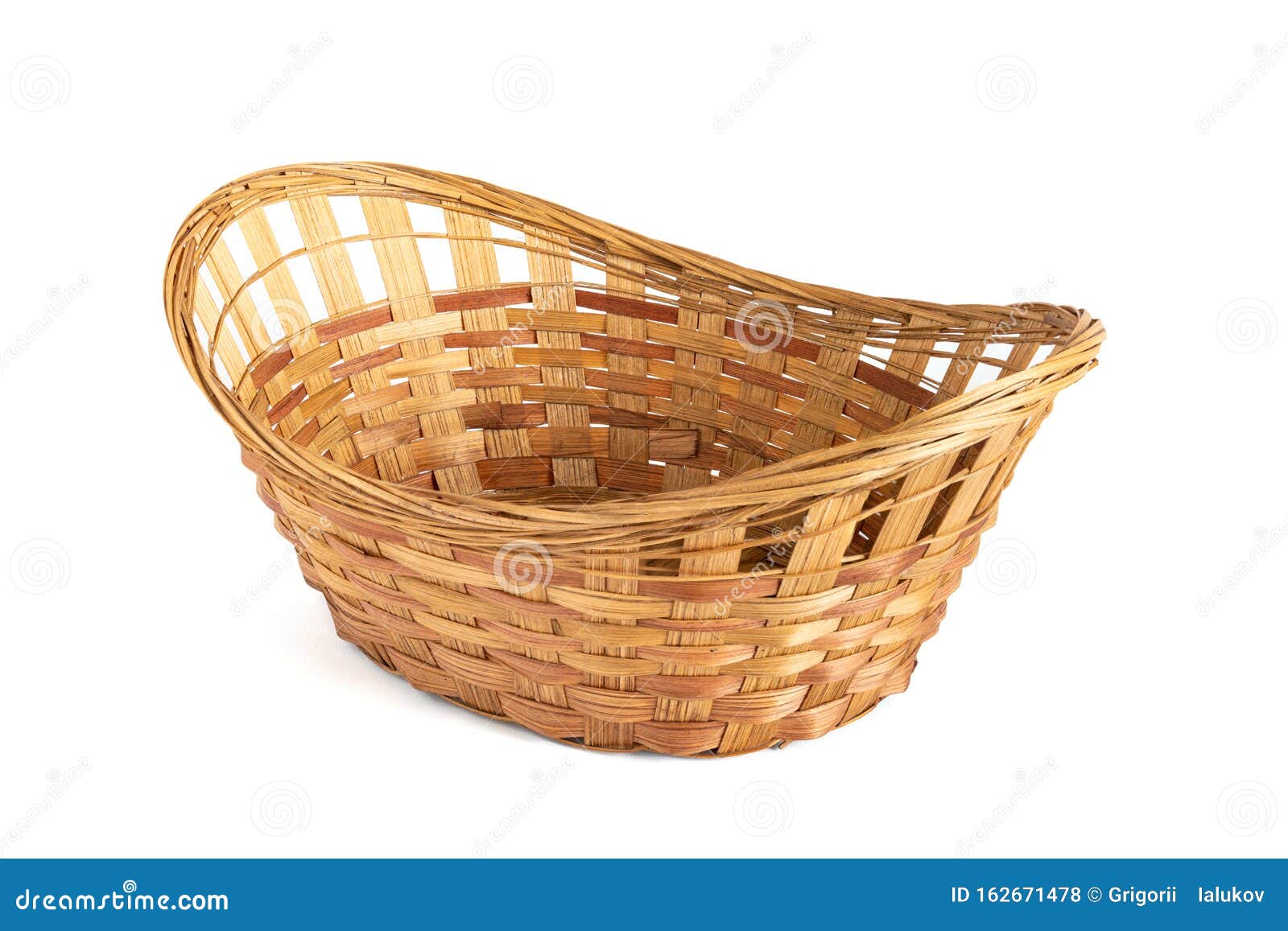 Wicker Fruit Baskets Isolated on White Background Stock Photo Image