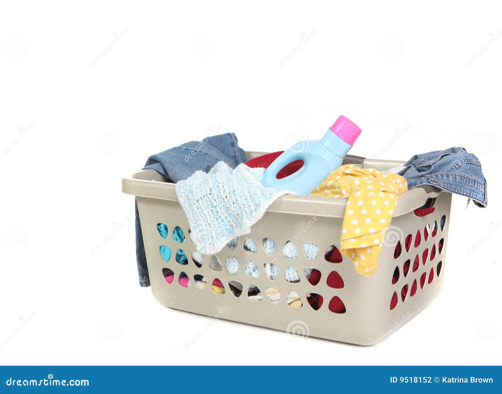 Basket Full of Dirty Laundry with Detergent Stock Photo Image of