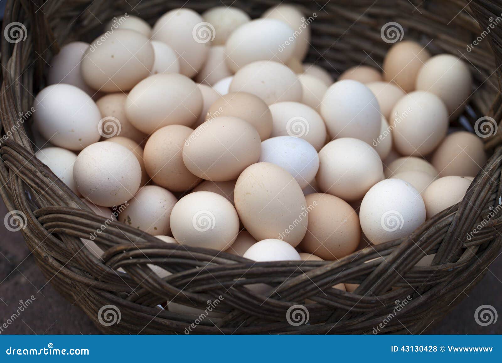 A basket full of eggs stock photo. Image of nature, background 43130428