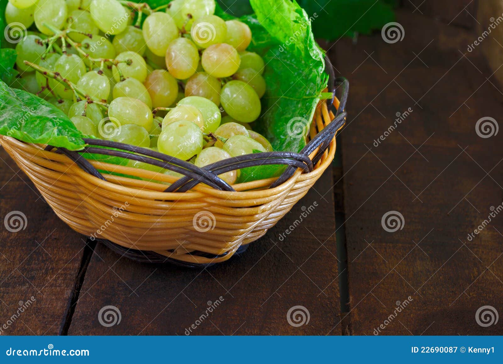 Basket of Grapes on Wooden Table Stock Image - Image of berry, dark ...