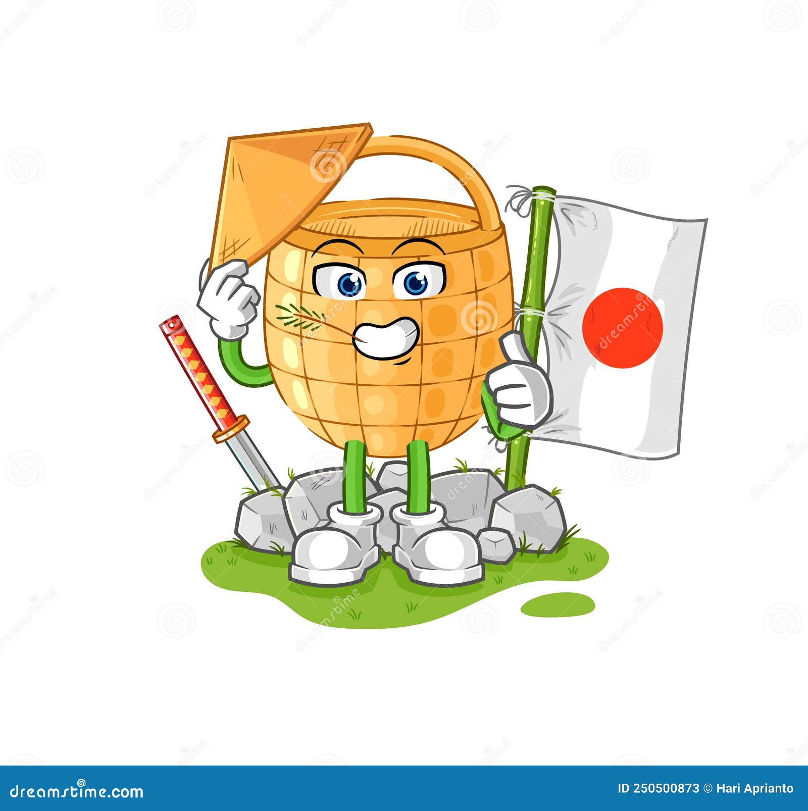 Basket Japanese Vector. Cartoon Character Stock Vector Illustration