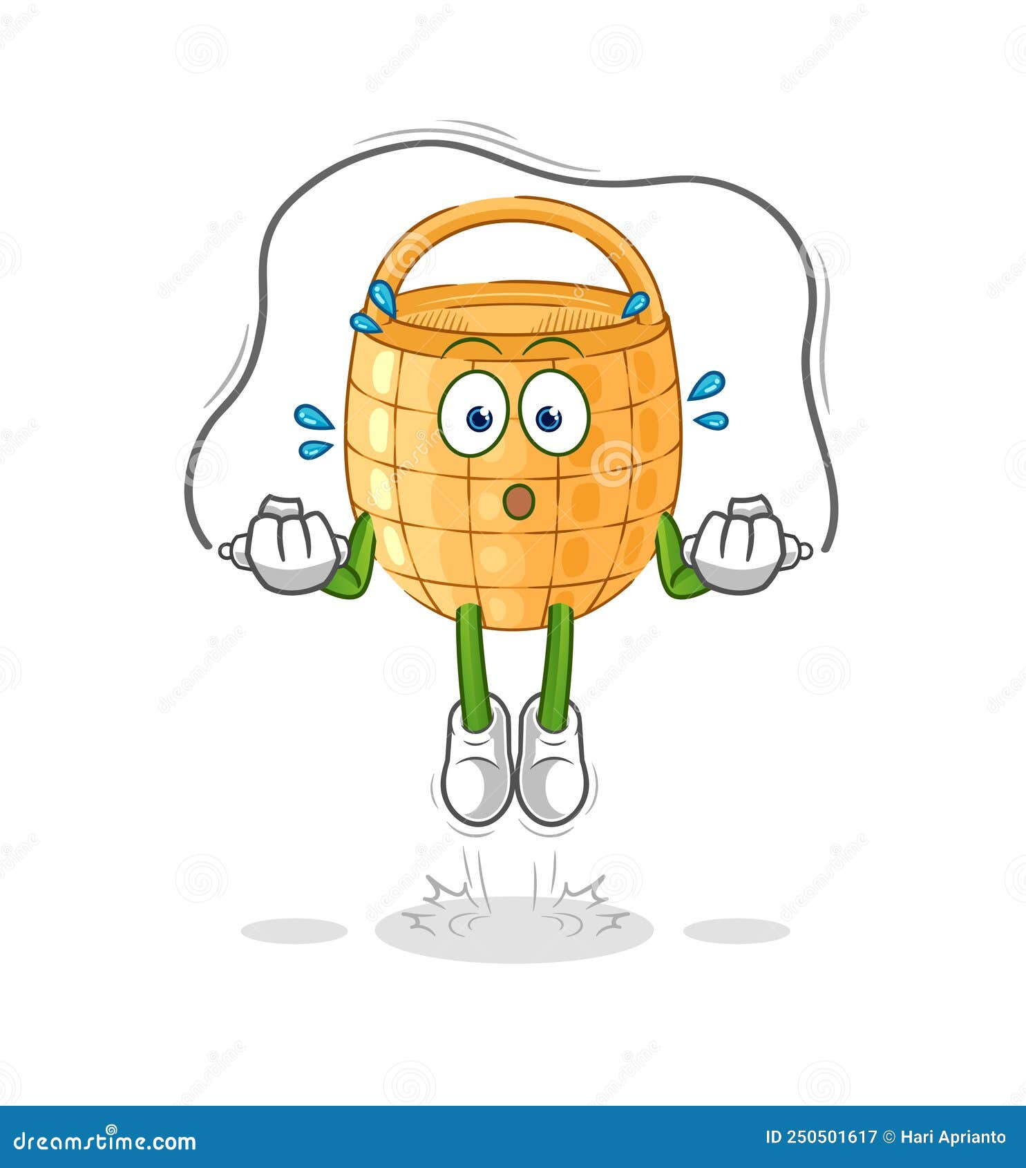 Basket Jump Rope Exercise. Character Vector Stock Vector Illustration