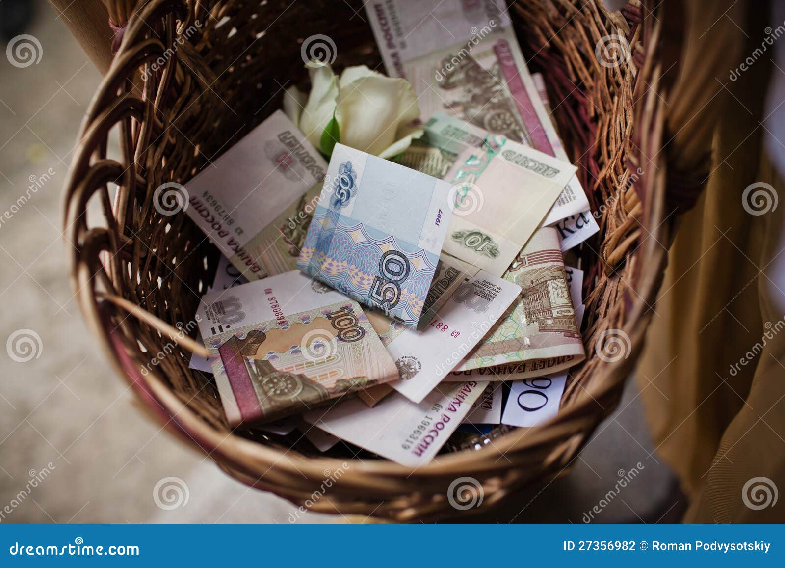 Basket of money stock photo. Image of basket, generosity 27356982