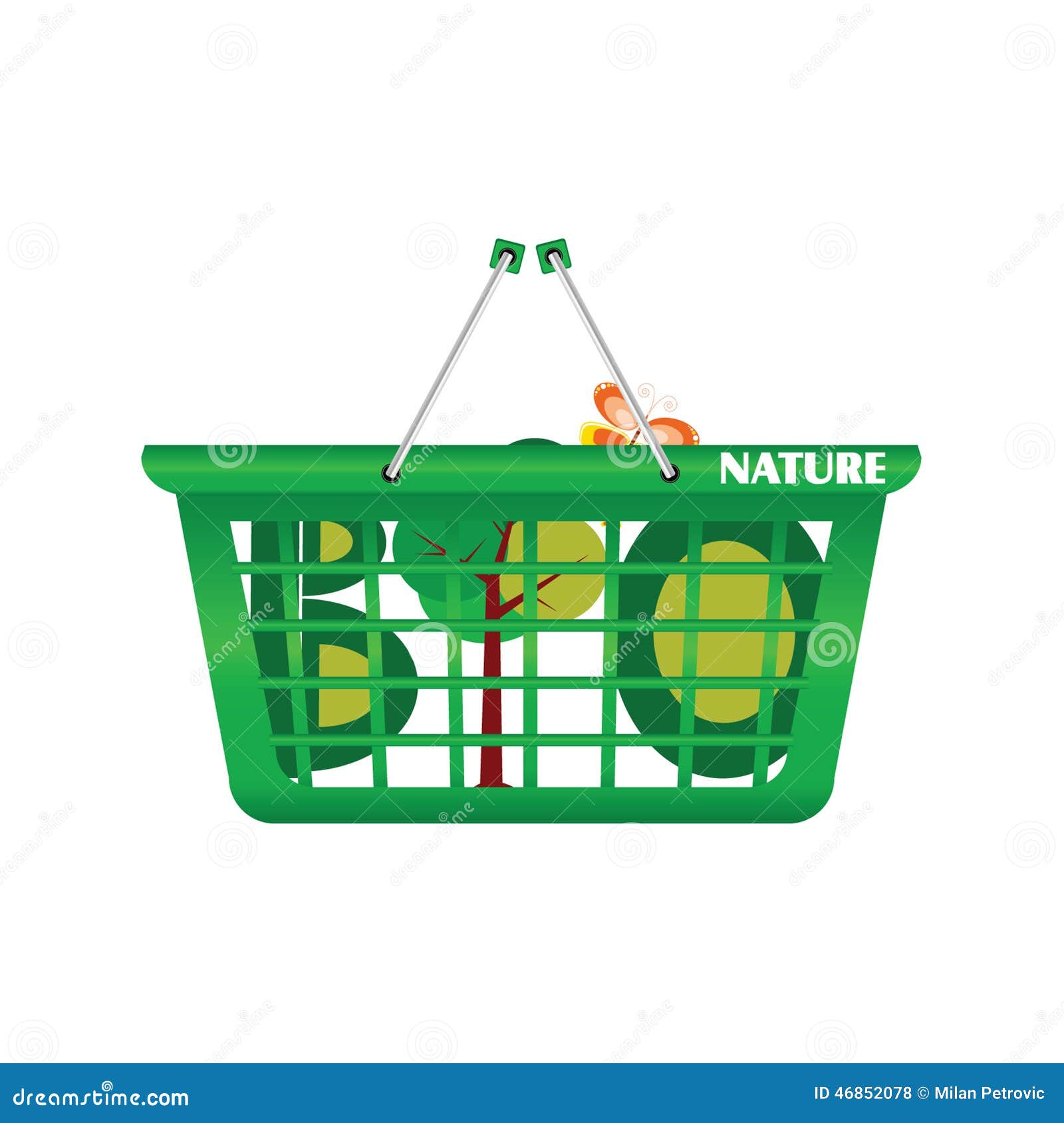 Basket Nature and Eco Vector Stock Vector Illustration of green