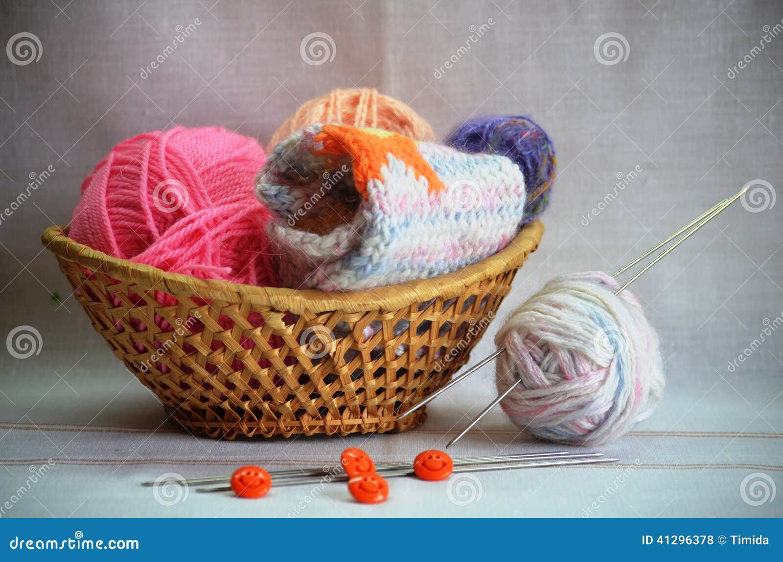 Basket for needlework stock photo. Image of household 41296378