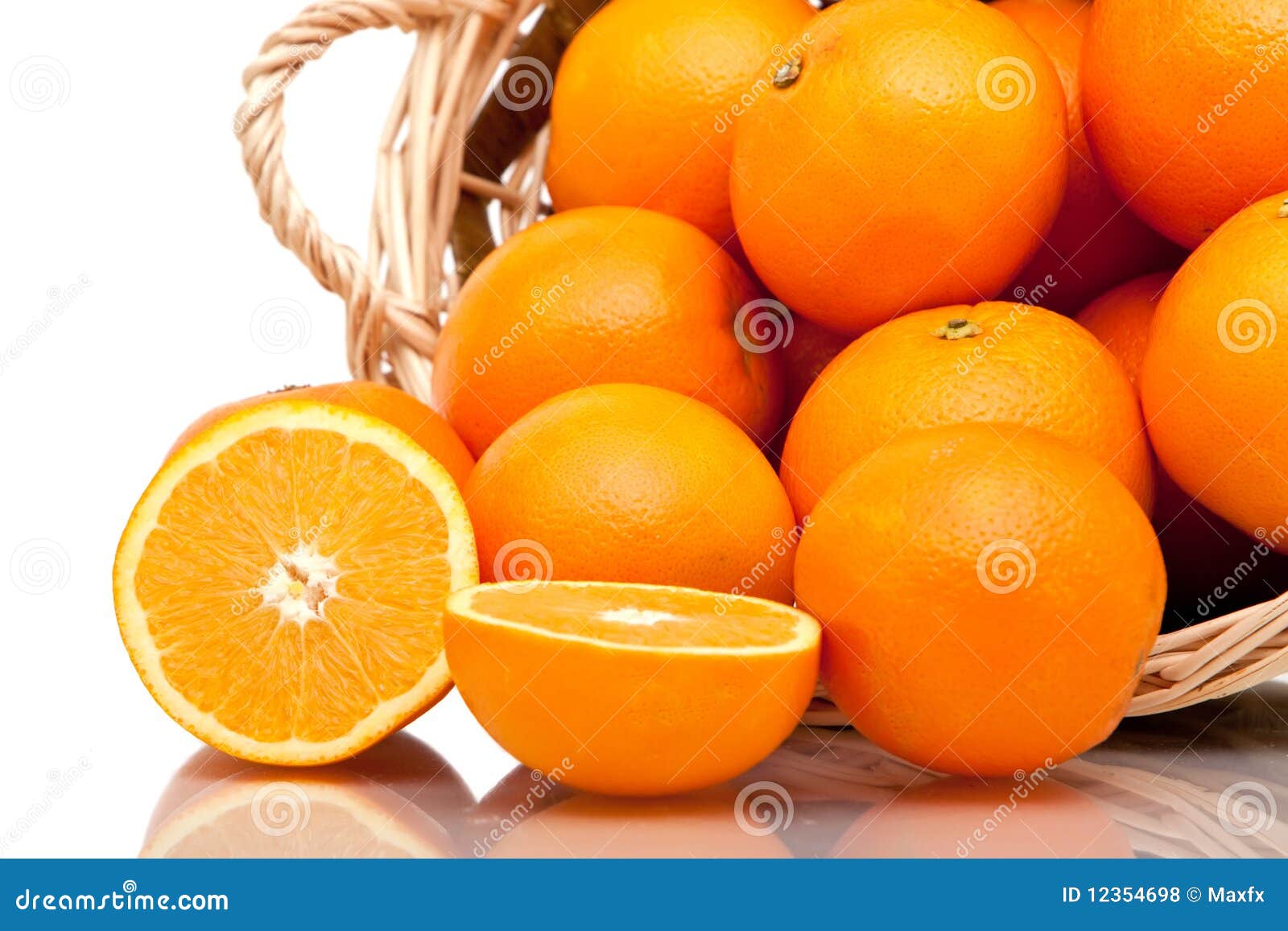 Basket of oranges stock photo. Image of orange, white 12354698