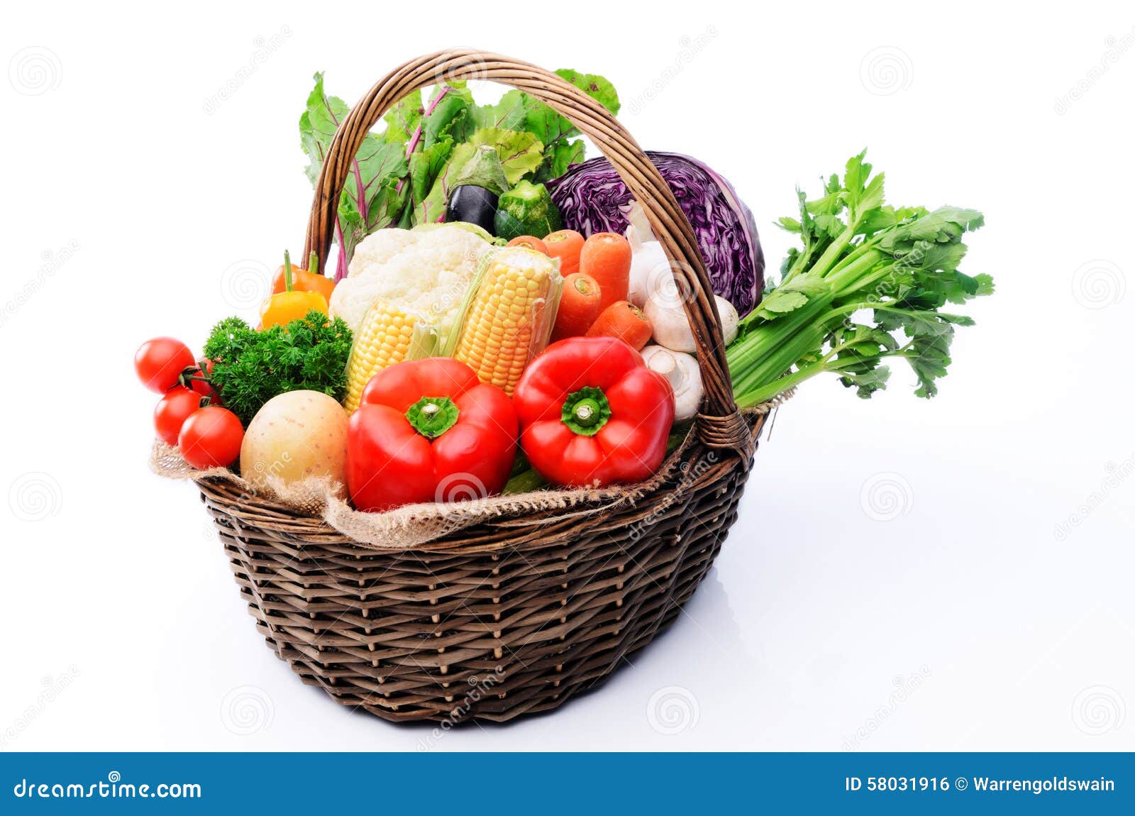 basket of organic fresh produce from farmers market