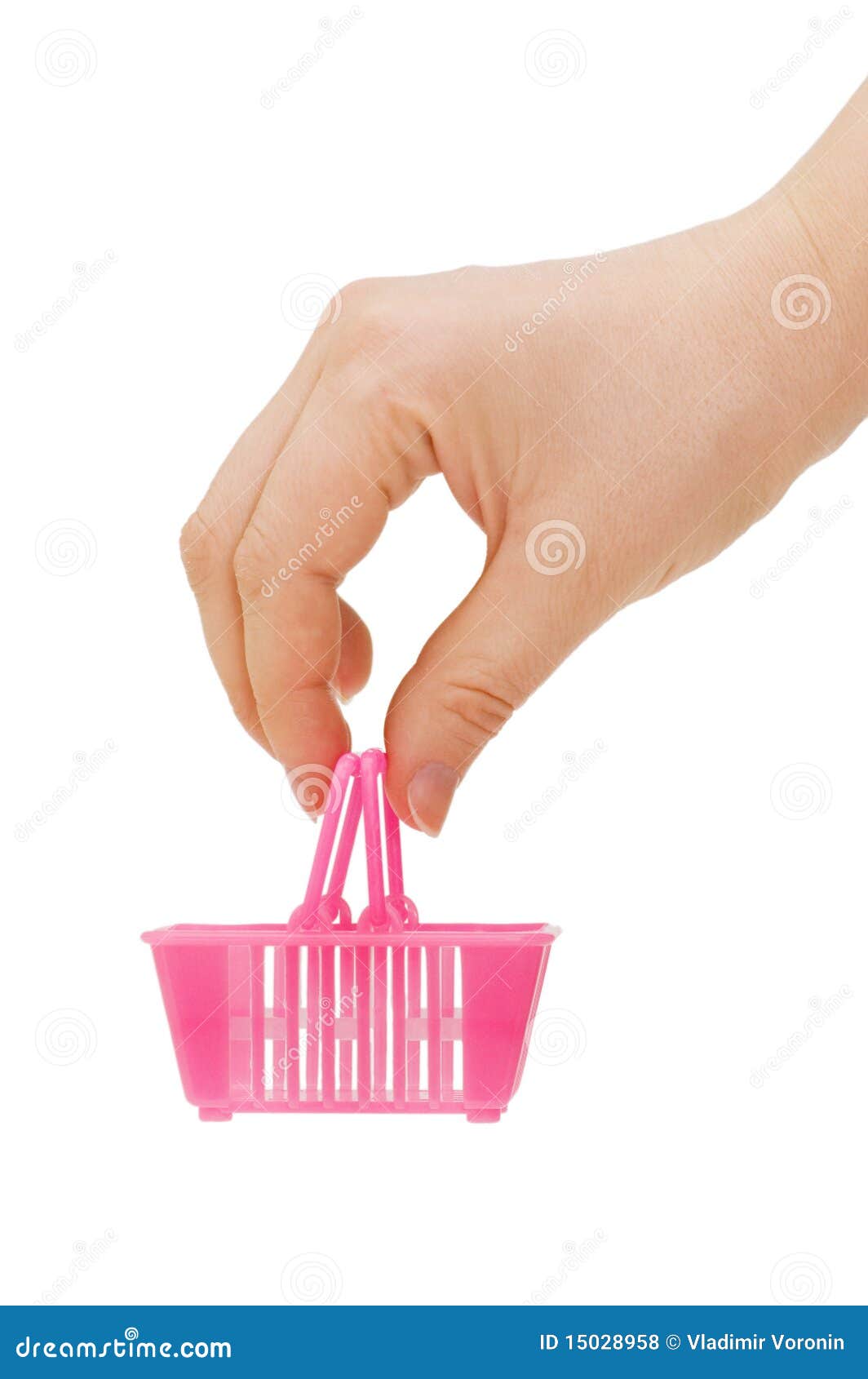 basket for purchases in a female hand