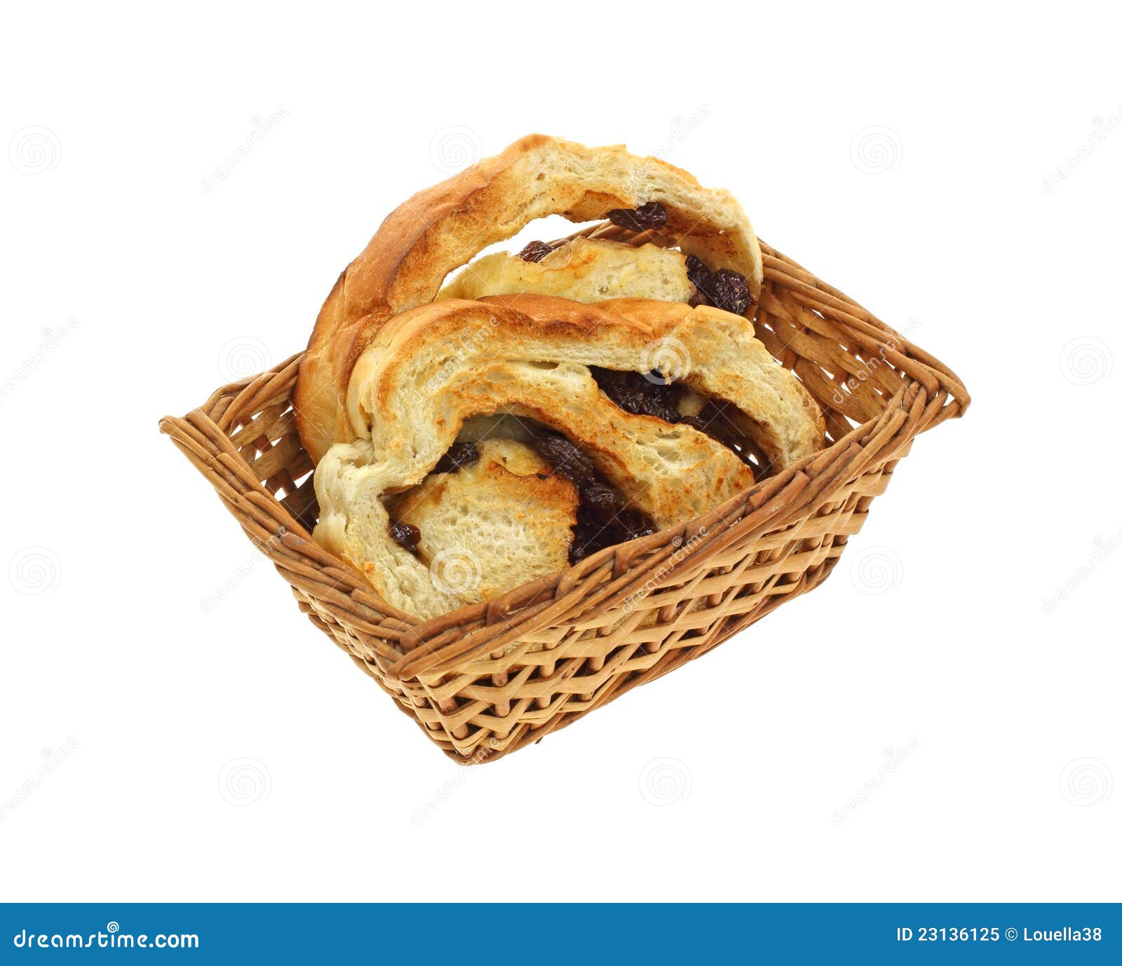 Basket Raisin Bread Slices stock image. Image of loaf 23136125