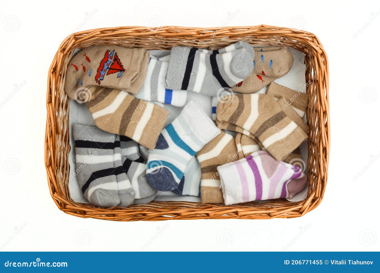 Basket with Socks Isolated on White Stock Image Image of socks, baby