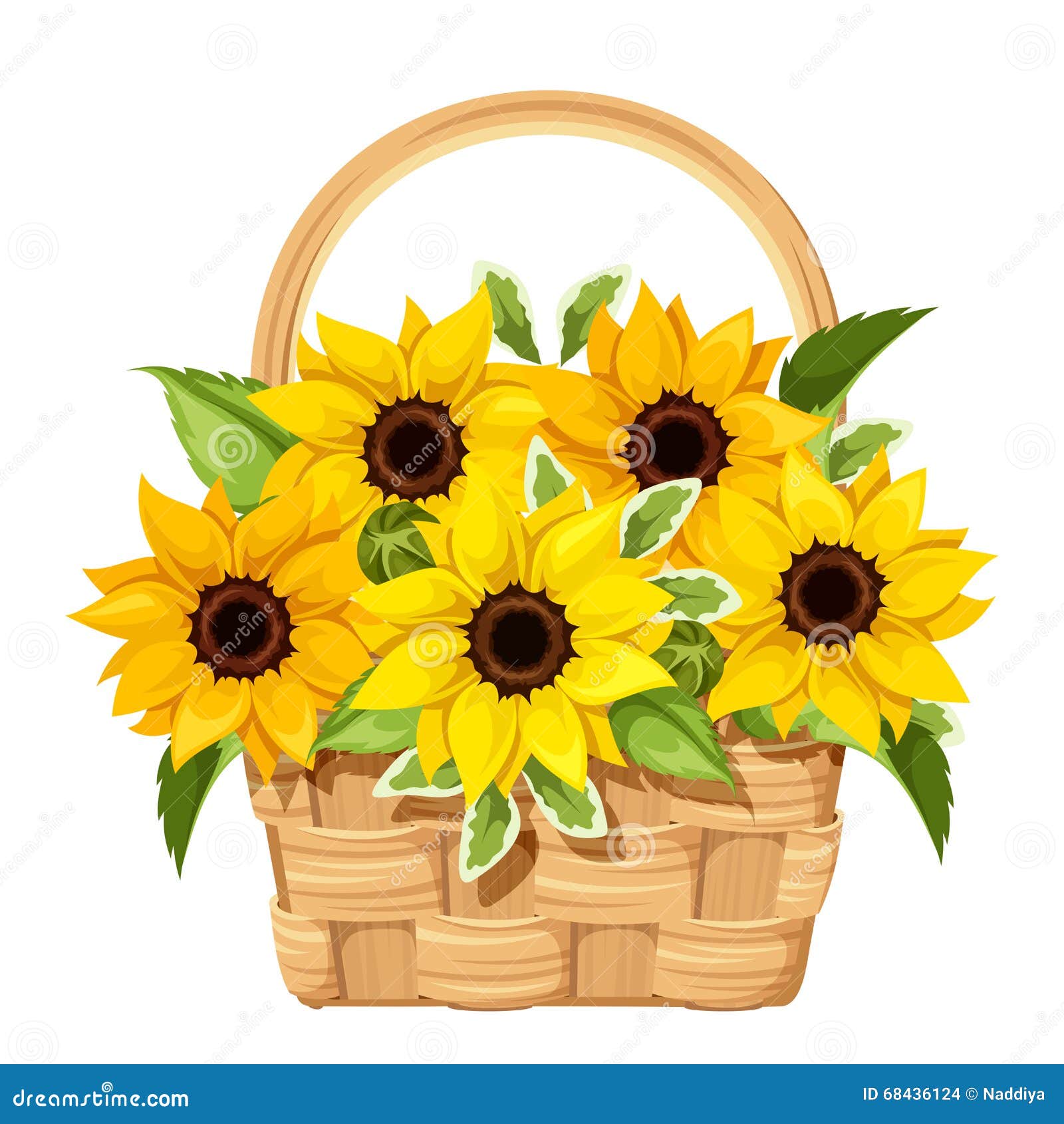 basket with sunflowers.  .