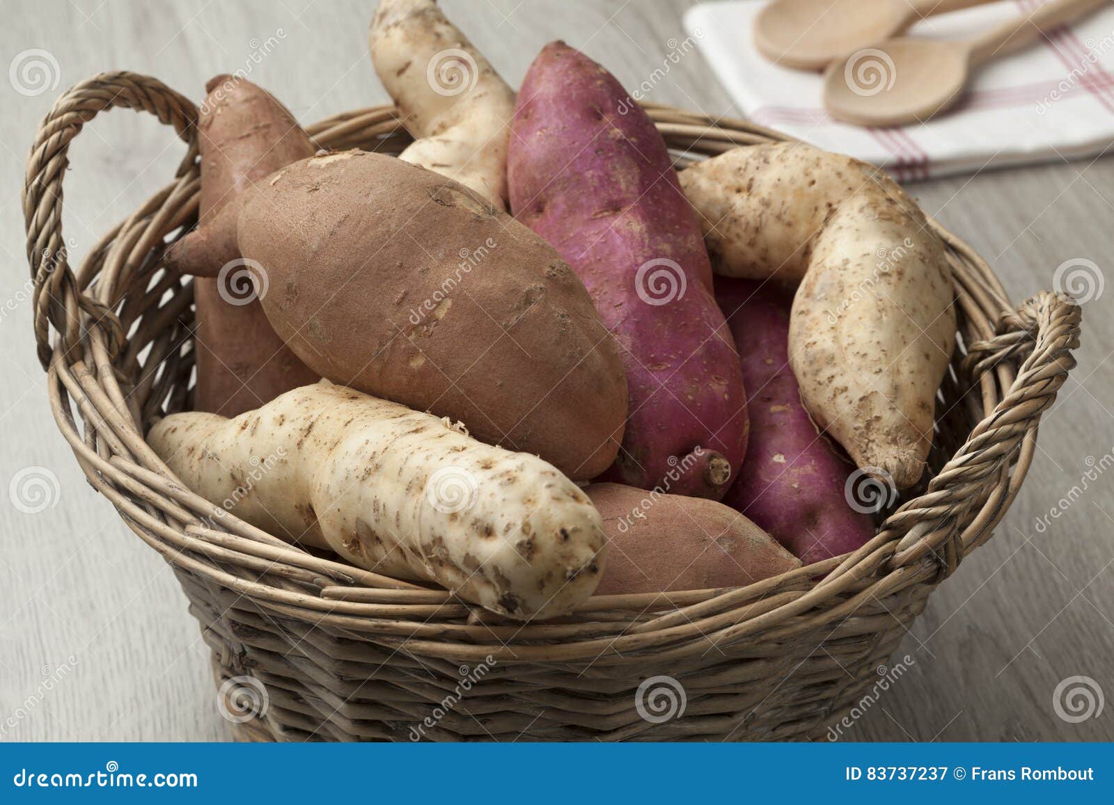 Basket with sweet potatoes stock image. Image of purple 83737237