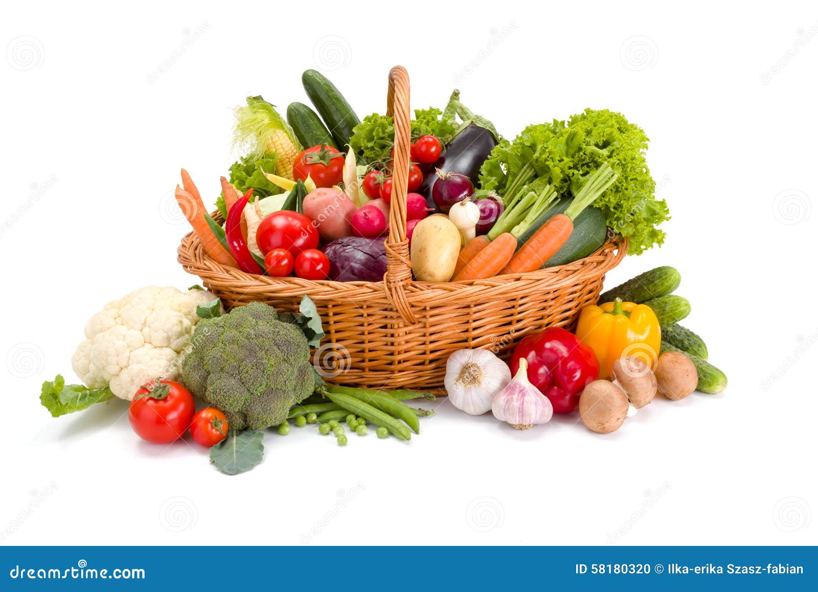 basket with various fresh vegetables