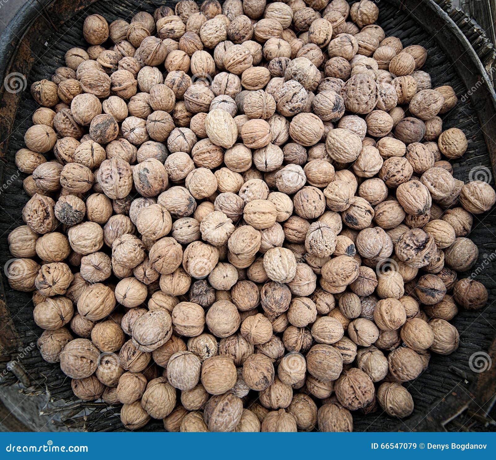 Basket of Walnuts on the Market Square Stock Image Image of food