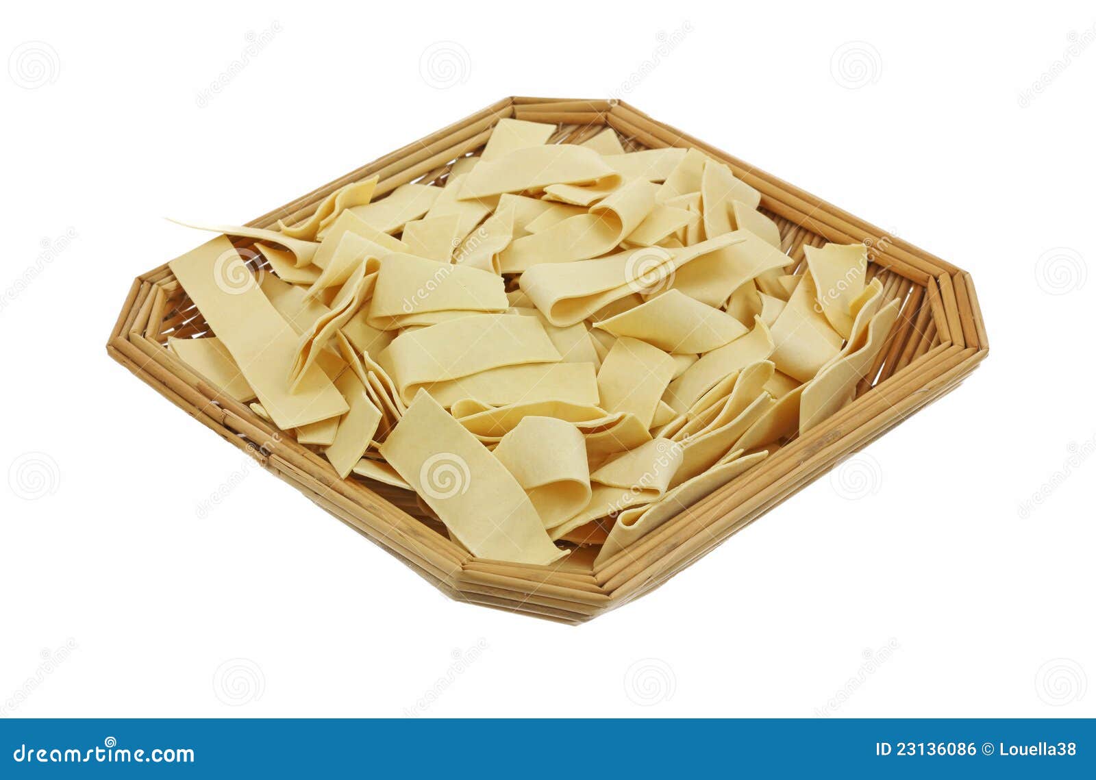 Basket of Wide Egg Noodles stock photo. Image of curved 23136086
