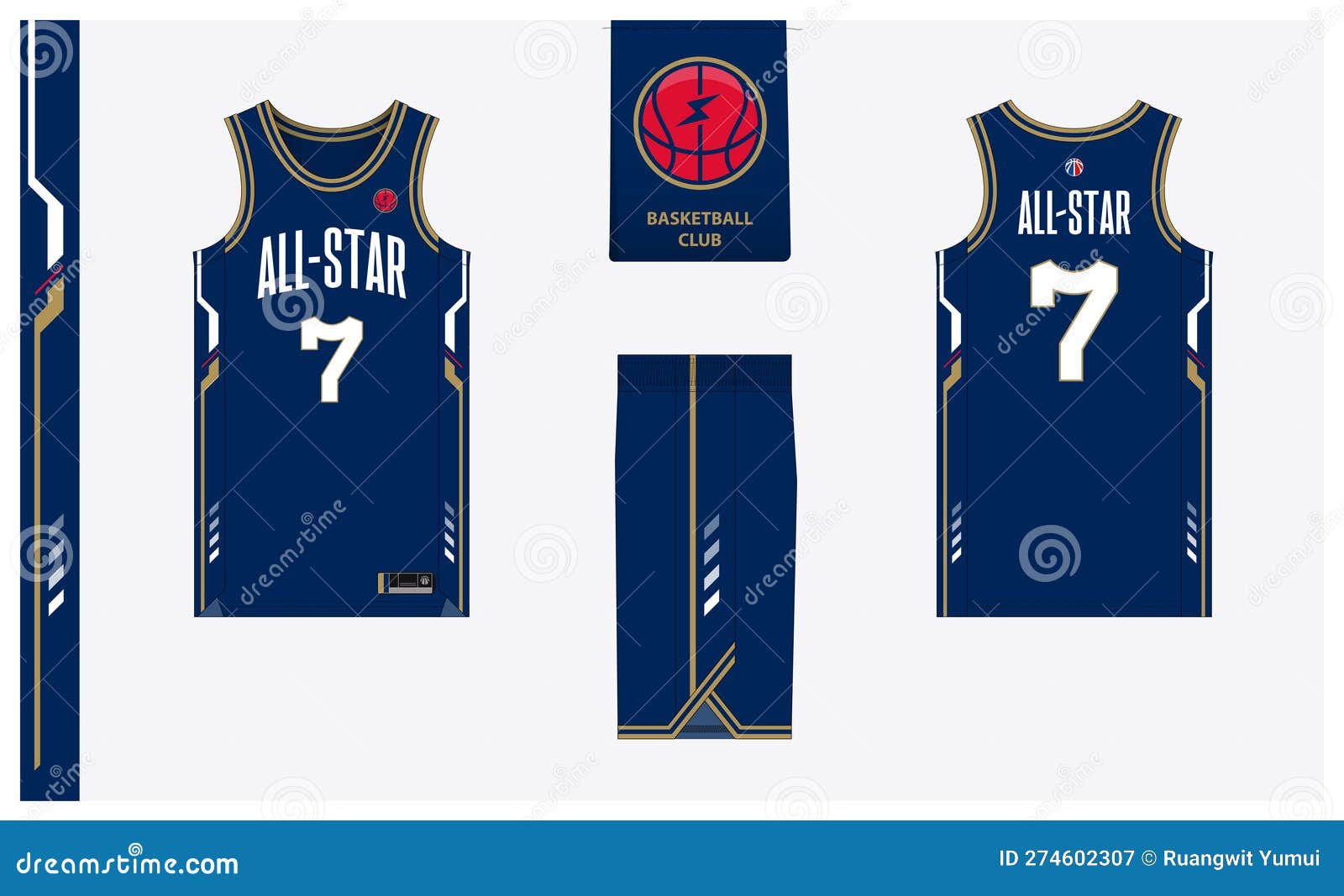 Basketball Uniform Mockup Template Design for Sport Club. Basketball