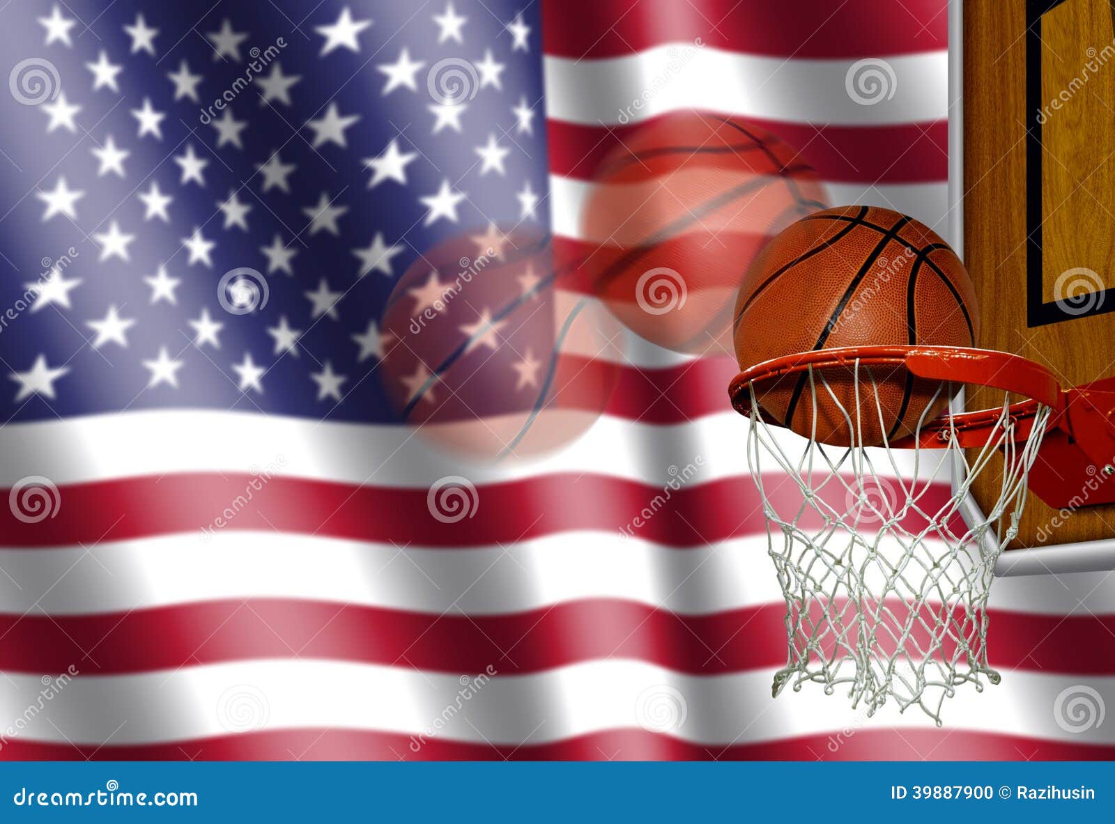 Basketball with American Flag Stock Illustration - Illustration of