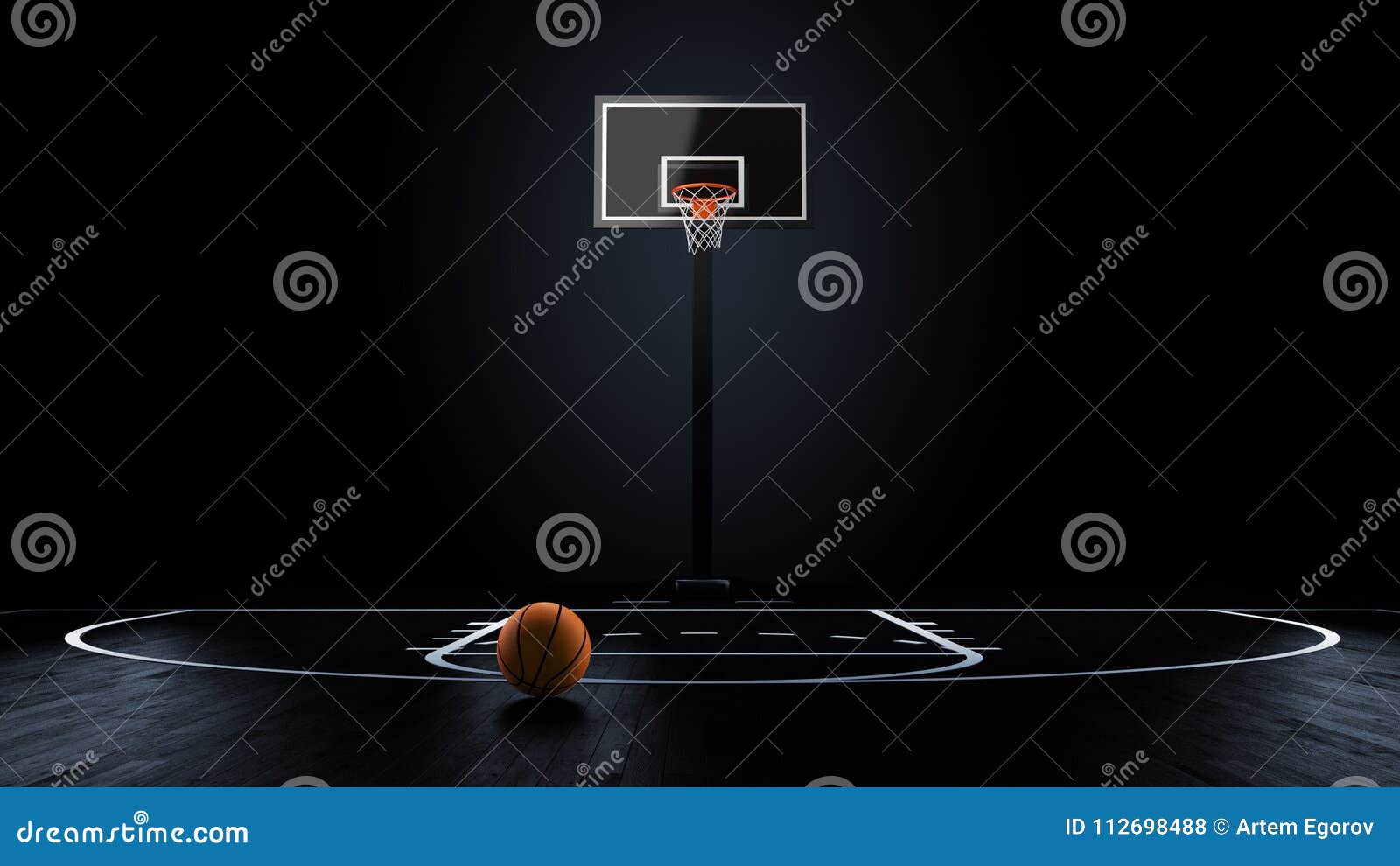 basketball arena with basketball ball
