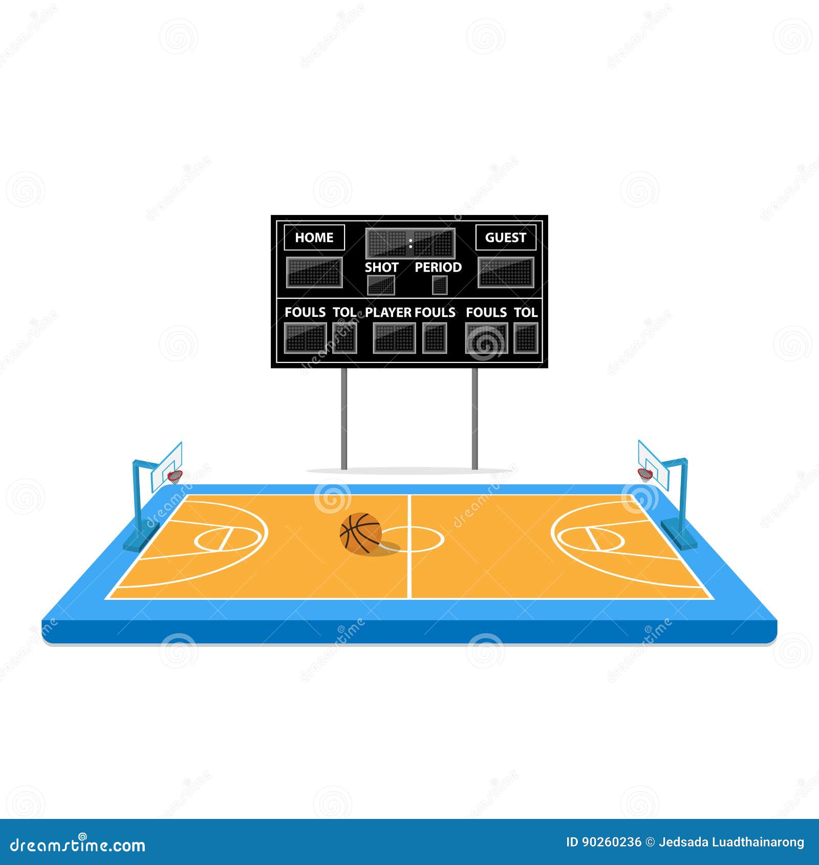 Basketball Arena with Scoreboard Stock Vector Illustration of game