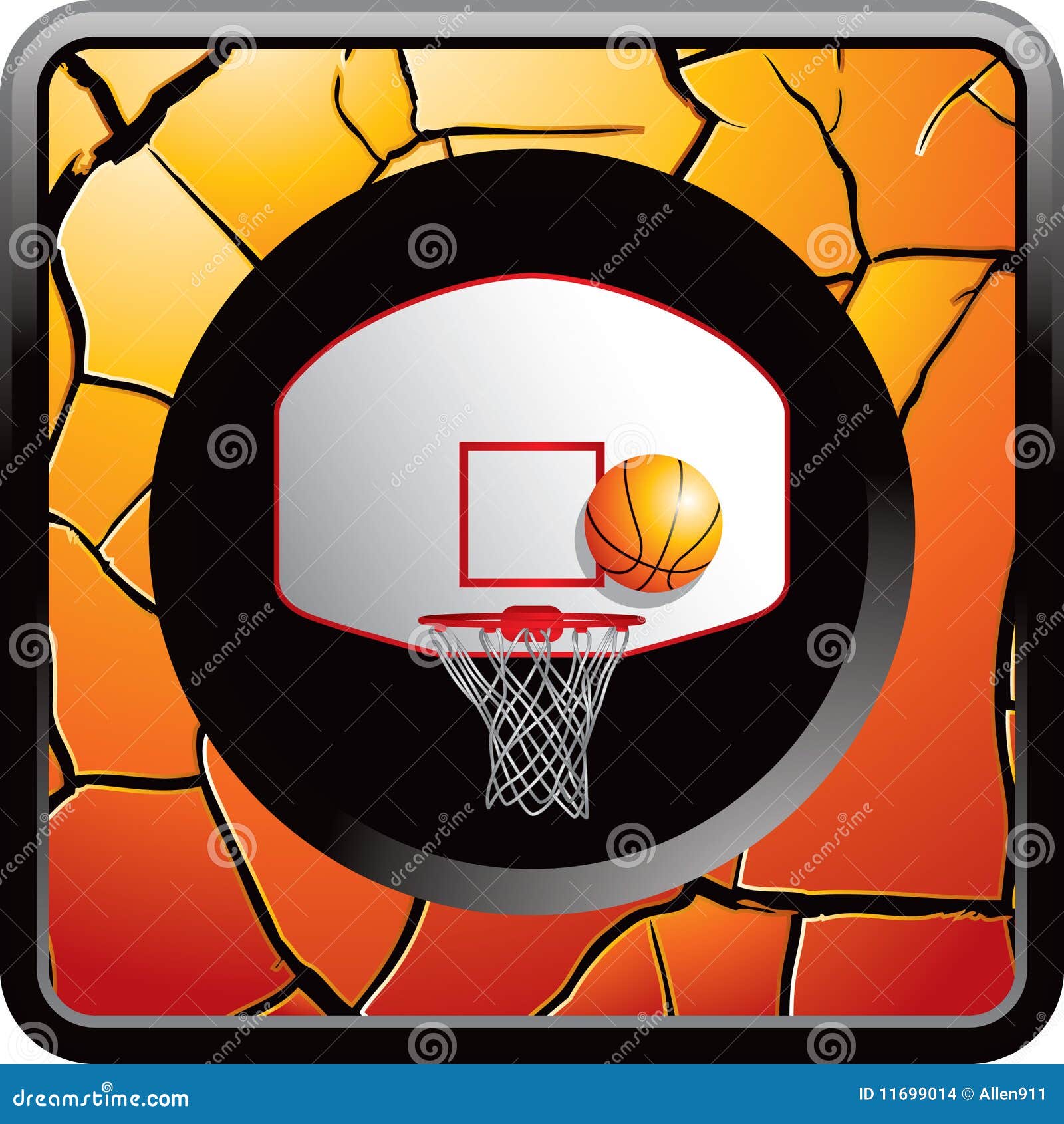 Basketball Backboard and Hoop on Cracked  Icon Stock Vector