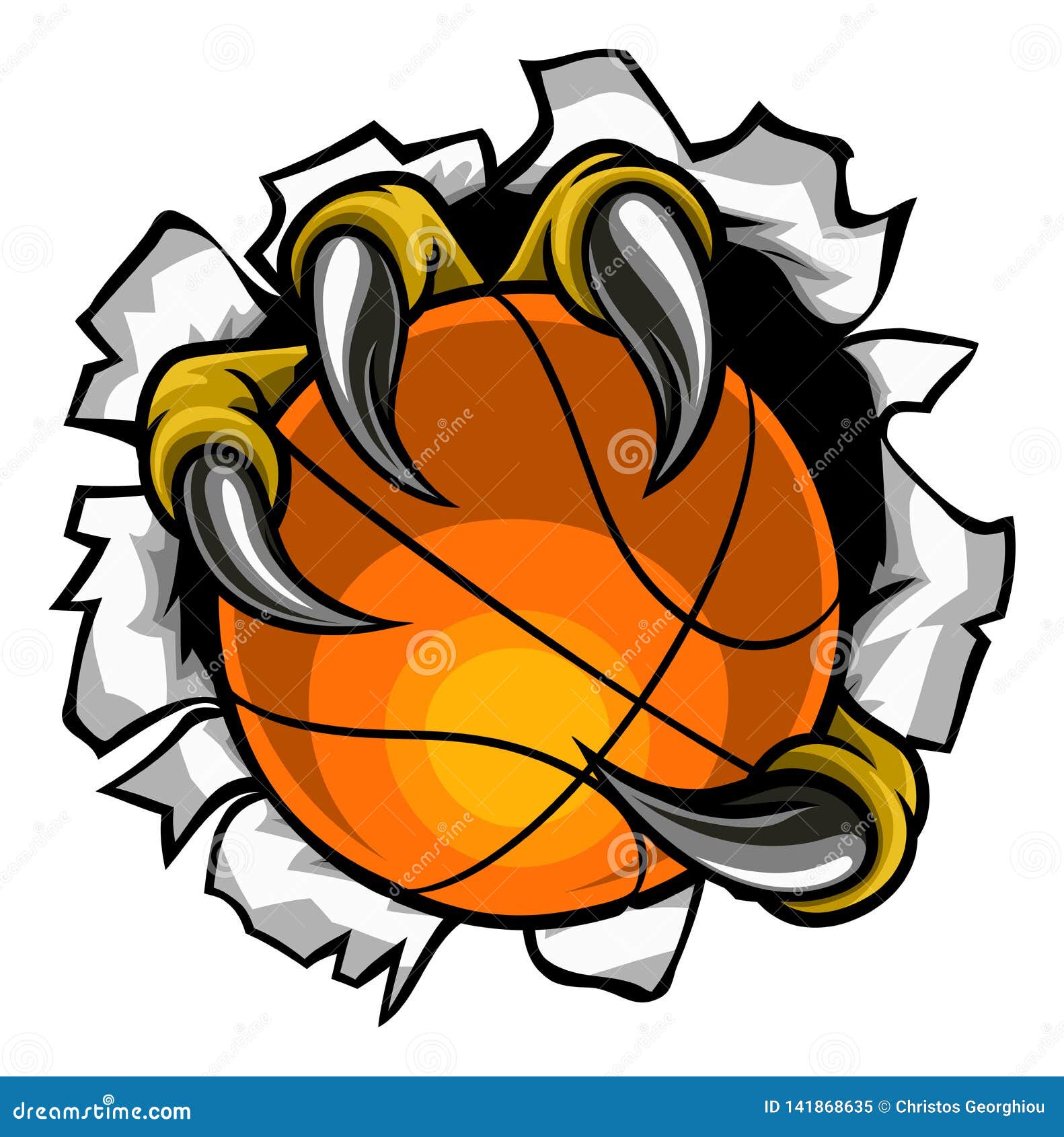 basketball ball eagle claw tearing background