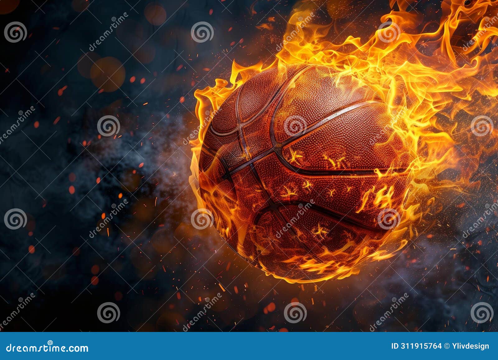 basketball ball in fire. generate ai