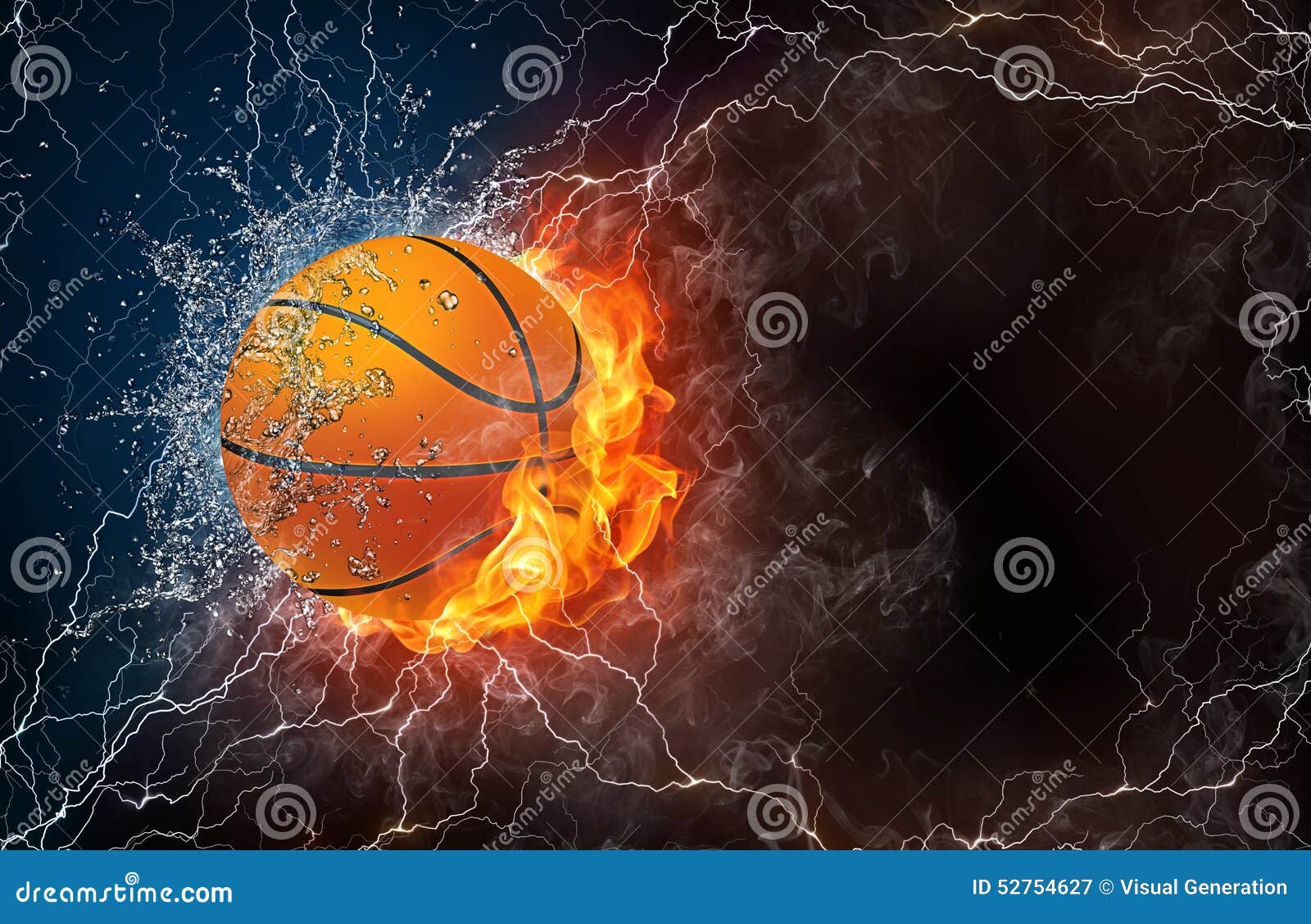 Basketball Ball in Fire and Water Stock Illustration Illustration of