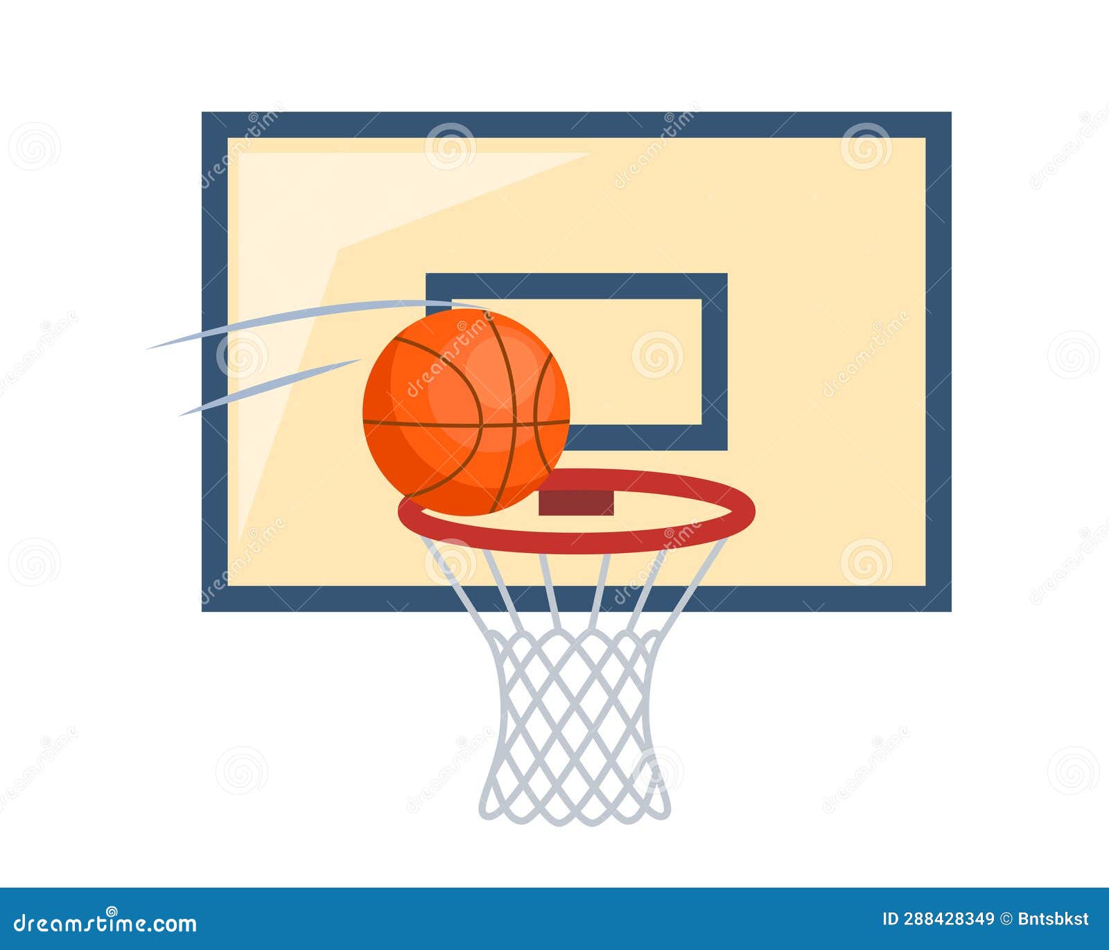 Basketball. Ball Flying into the Basketball Ring Stock Vector