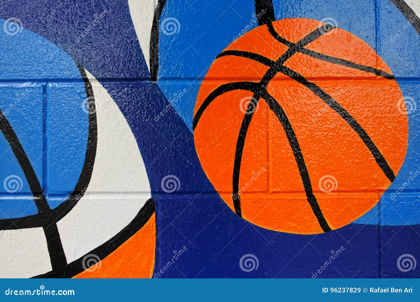 Basketball Balls Paint on Blue Wall Stock Image Image of paint, city