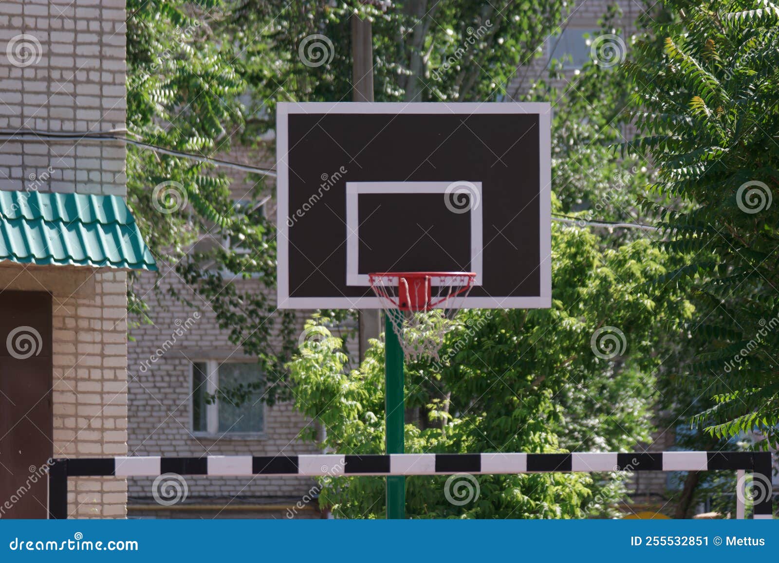 Basketball Basket in Schools Yard Front View Stock Image Image of
